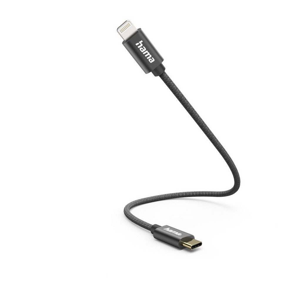 Hama Hama Ladekabel USB-C>Lightning 0,2m schwarz Lightningkabel, Apple Lightning Stecker, USB-Ladekabel, Schnellladefunktion