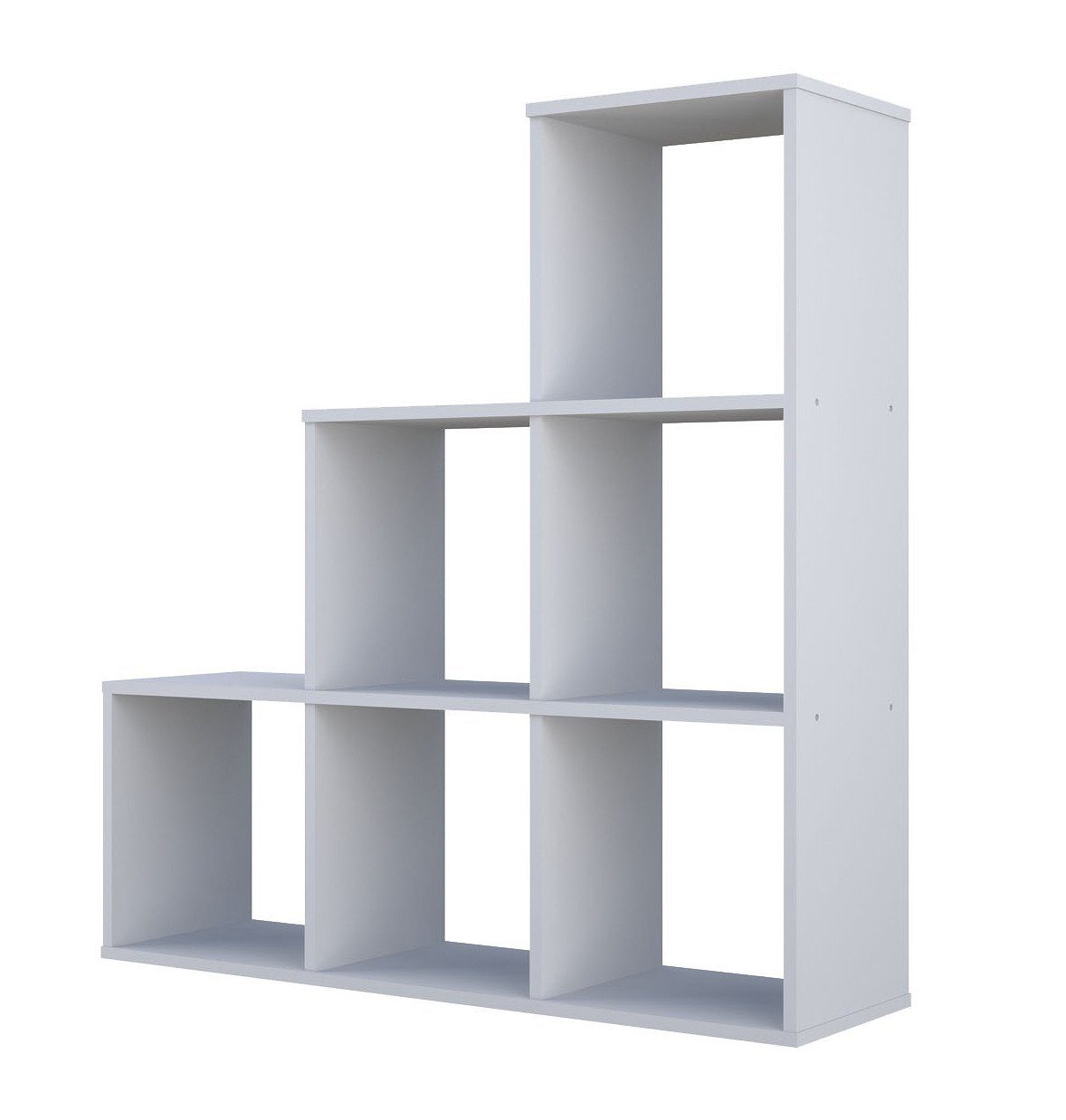 Polini Home Raumteilerregal Treppenregal weiß weiß 6 | Fächer Regal Raumteiler Stufenregal 107x104x29c weiß