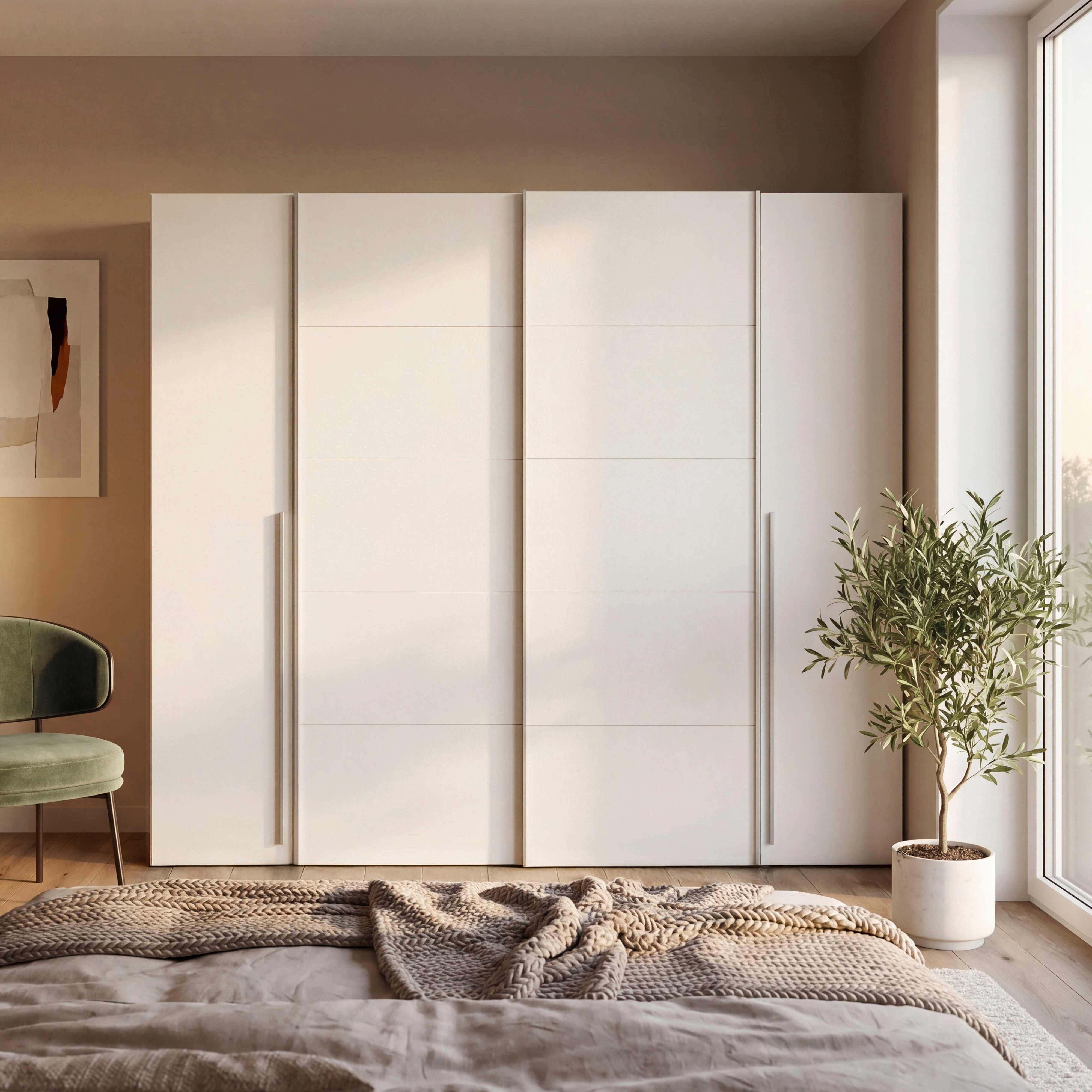 FORTE Kleiderschrank Narago, Kombischrank, modernes Design (B/H/T ca. 270/210/61cm, auch mit Premiumausstattung) Kombination aus Schwebetüren mit seitlichen Drehtüren, Made in Europe