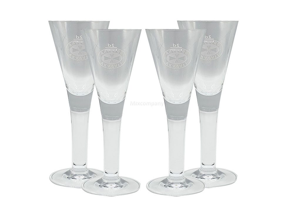 Gläser-Set Aalborg Akvavit Gläser / 4er Set Stilglas neu Edition 2cl geeicht