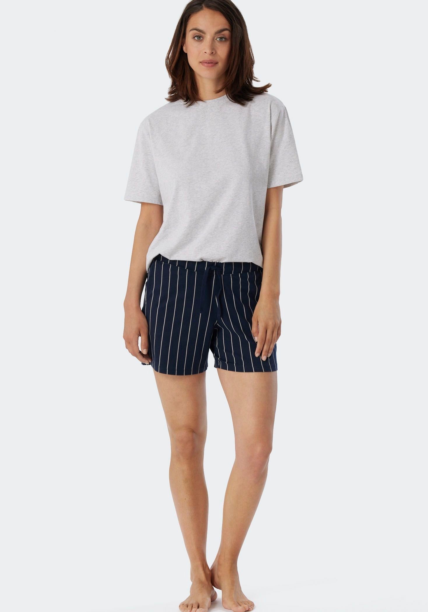 navy/beige Kurz Hose Pyjamashorts Schiesser