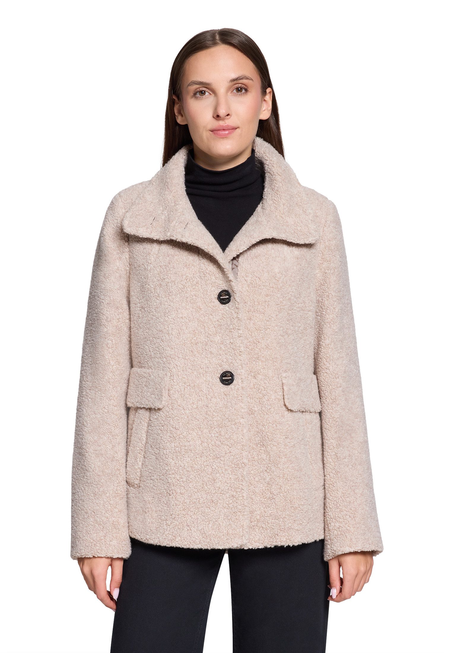 Gil Bret Wolljacke Teddyjacke mit Knopfleiste und Stehkragen - mit Wolle