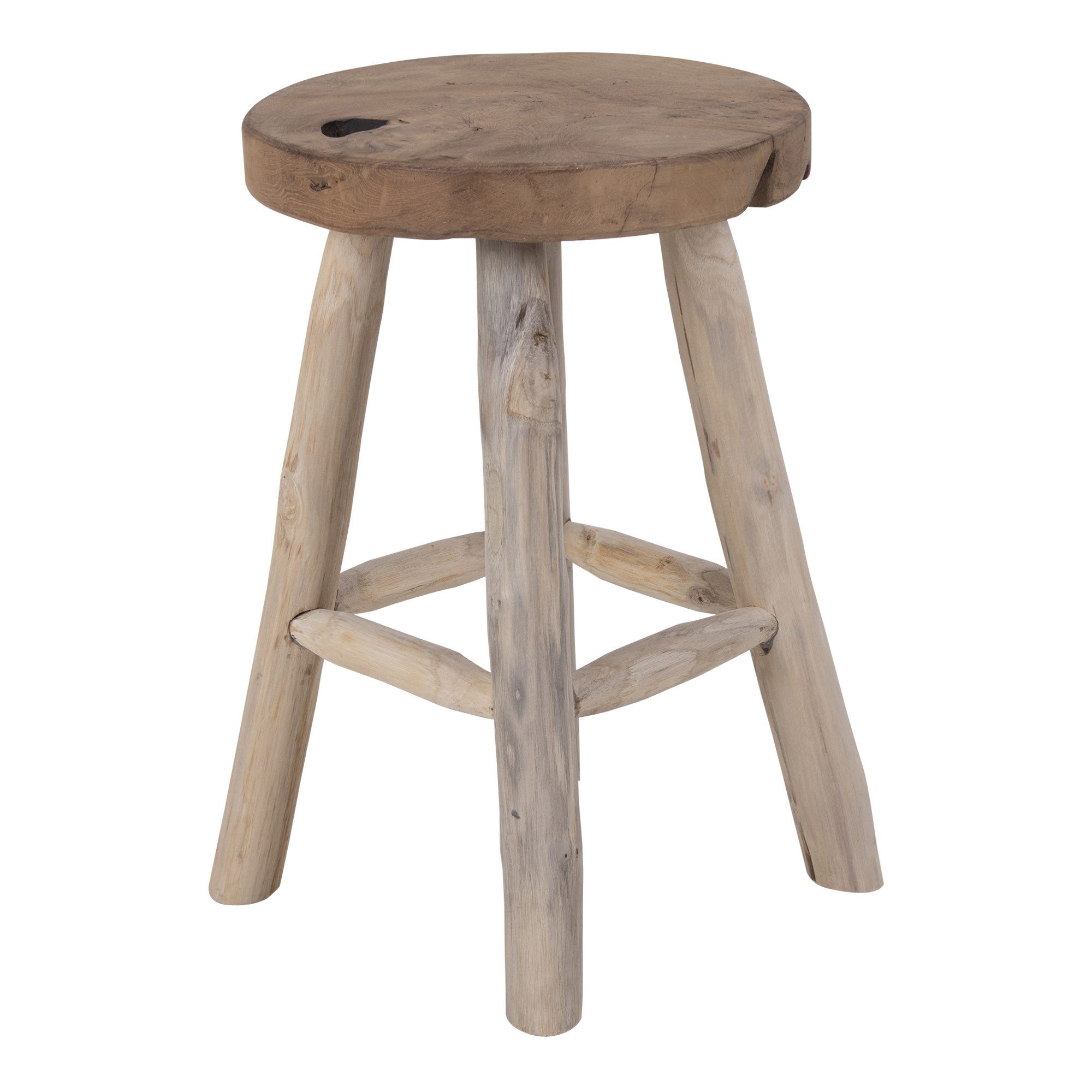 House Nordic Hocker Badia, in Hellbraun, Teak - 30x45x30cm (BxHxT)