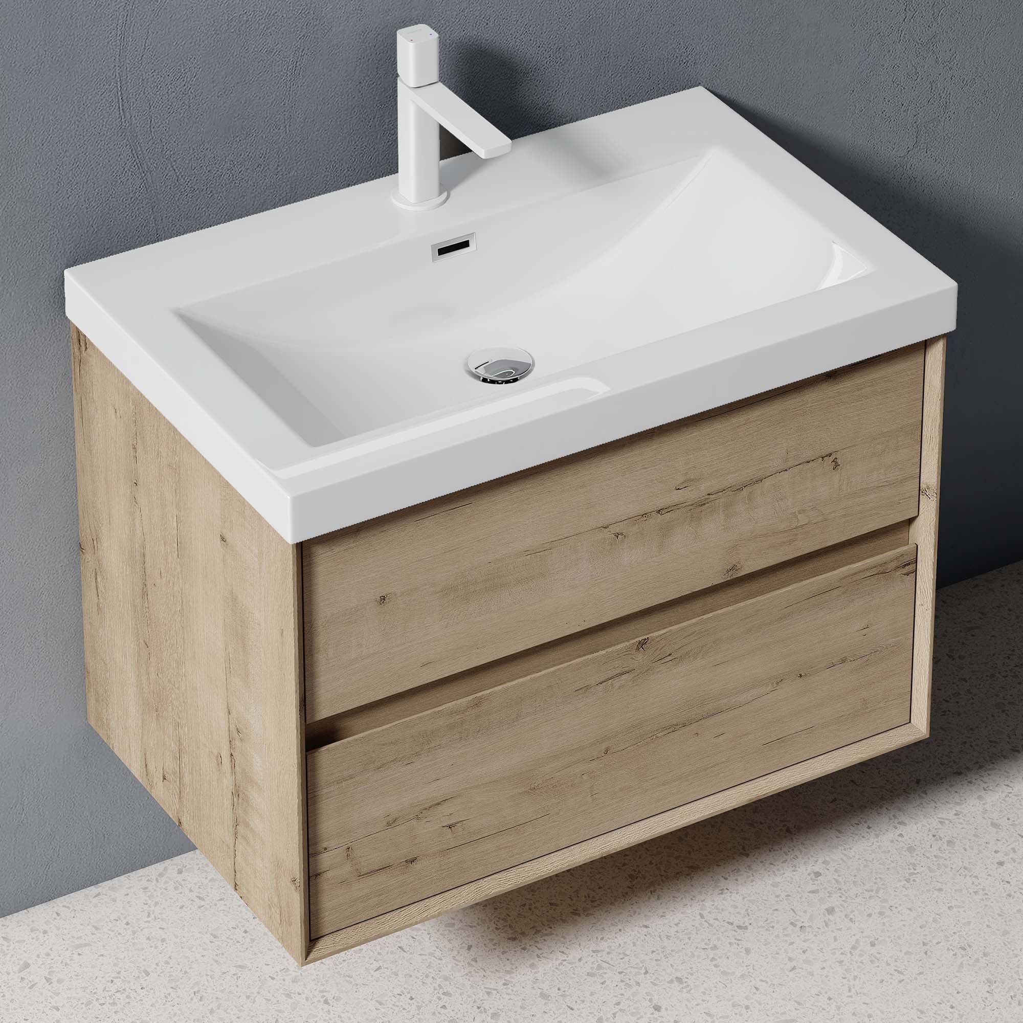doporro Badmöbel-Set Badmöbel Set Badezimmermöbel Badezimmer Mineraguss Waschbecken Rimo