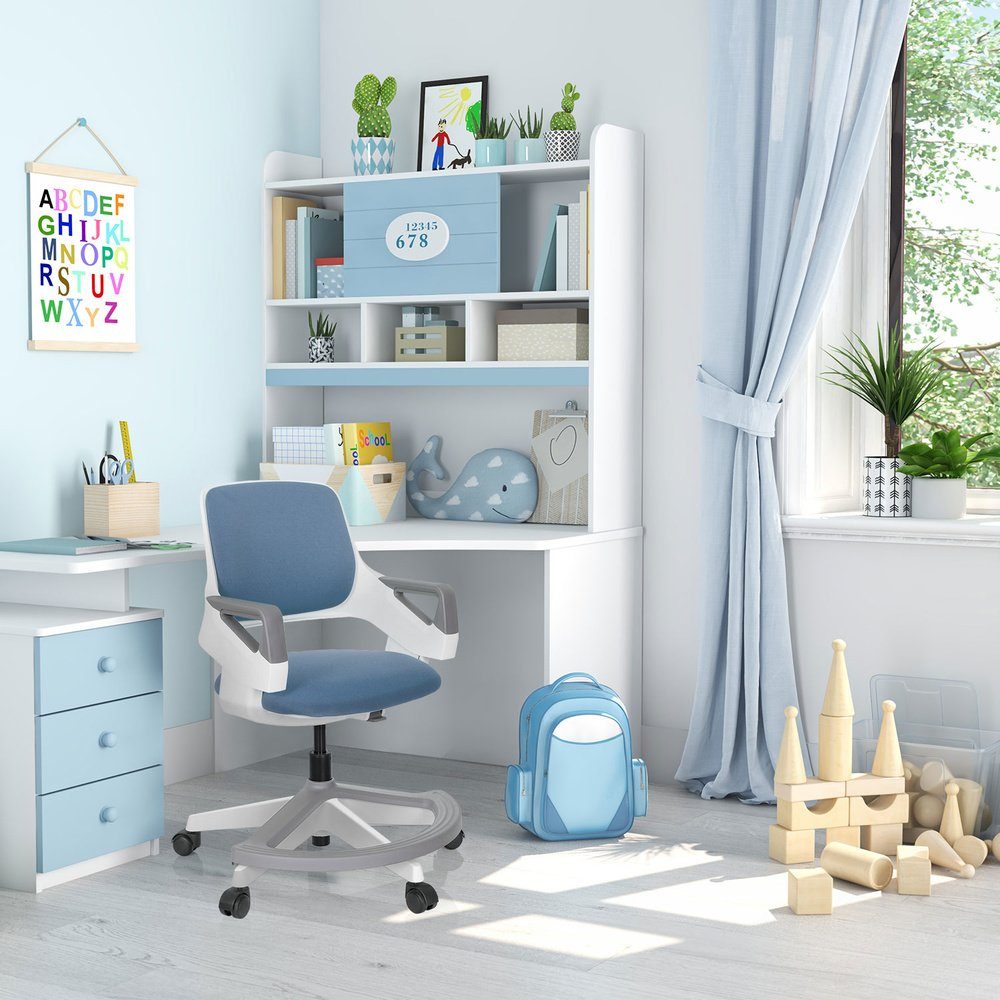 OFFICE Kinderdrehstuhl FLEX Armlehnen ergonomisch hjh KID Drehstuhl mit mitwachsend, (1 St), Blaugrau Stoff