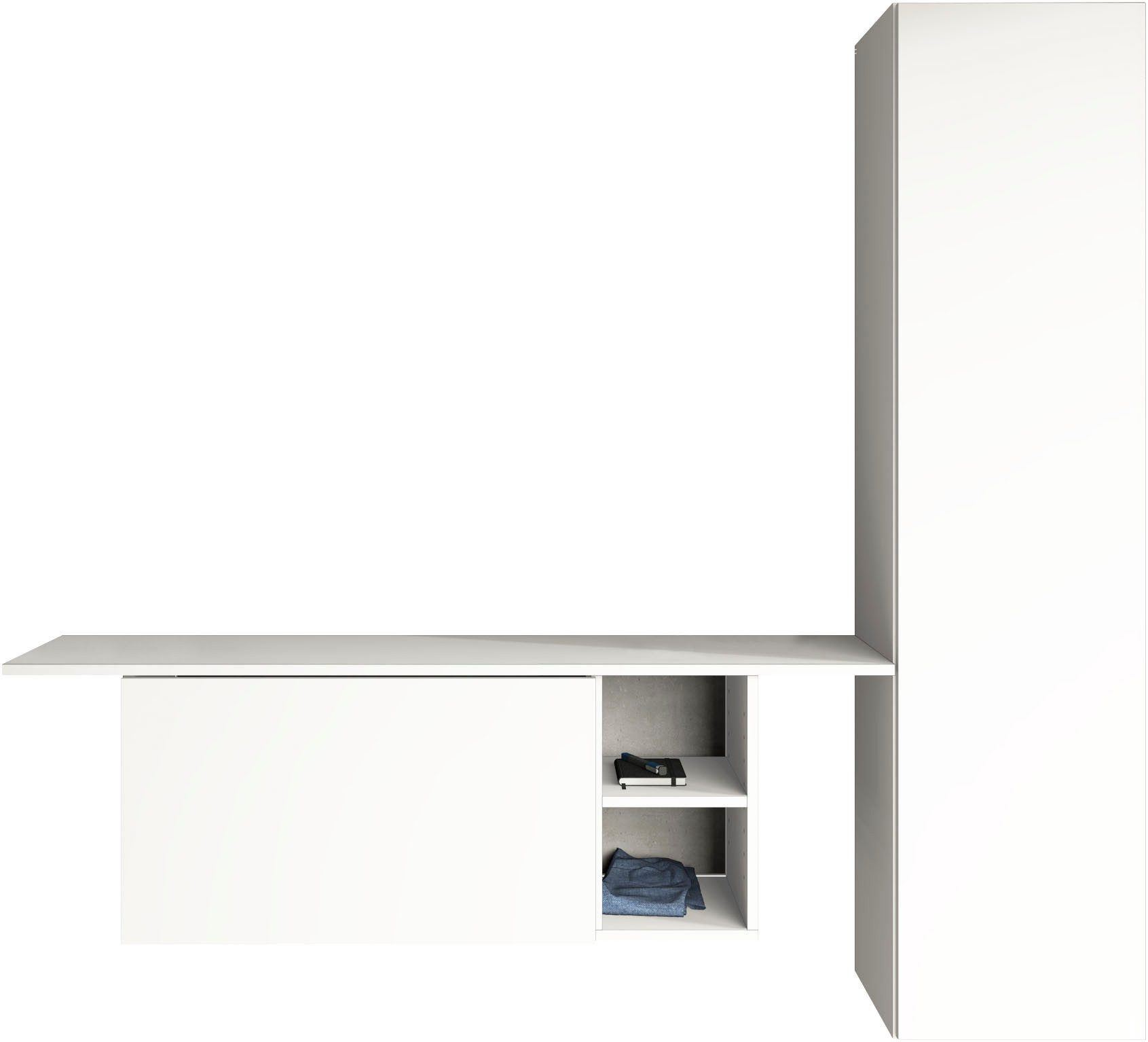 borchardt Möbel Garderoben-Set Toledo, moderne hängende Garderobe, Schminktisch mit Regalfächern, (Spar-Set), 152x140cm (BxH), viel Stauraum, viele Regalböden, modern, hängend