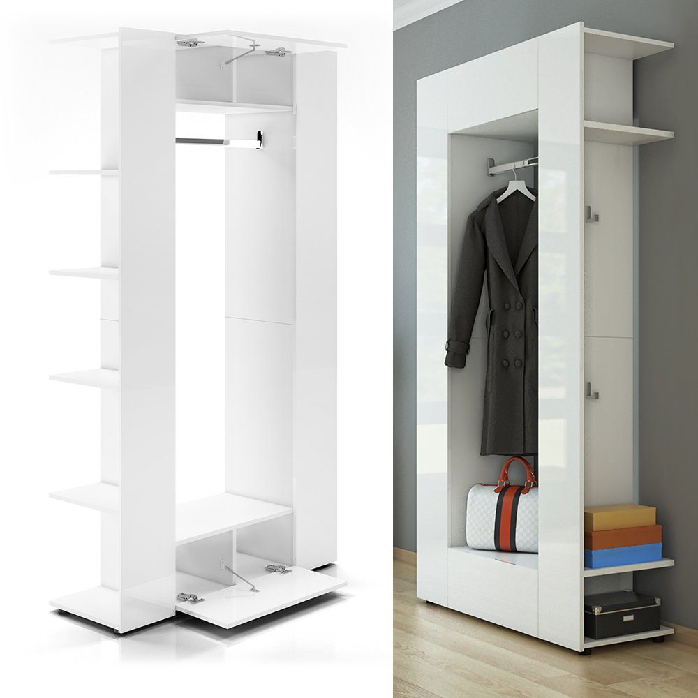 Vicco Garderoben-Set Mats, Weiß Hochglanz, 36.6 x 191 cm, (kein Set) günstig online kaufen