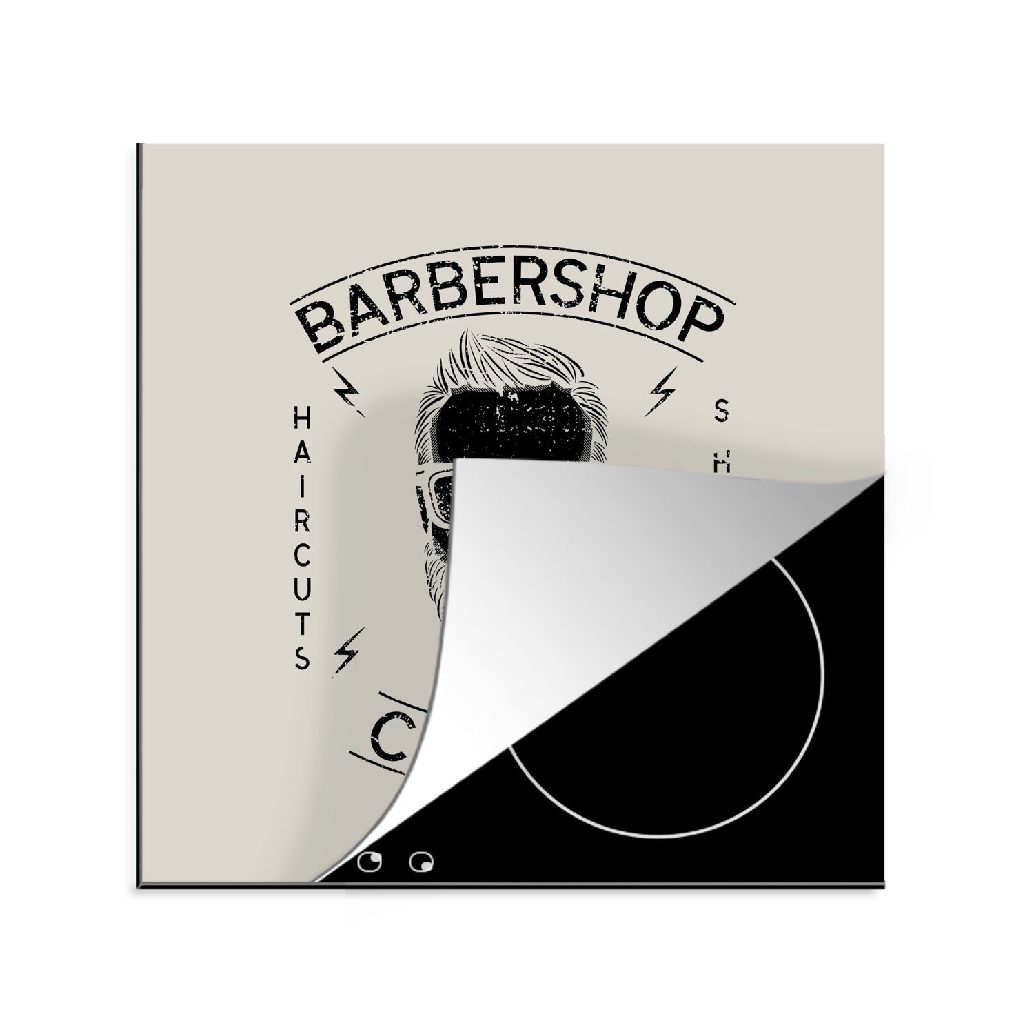 MuchoWow Herdblende-/Abdeckplatte Jahrgang - Mann - Bart, Vinyl, (1 tlg), 78x78 cm, Ceranfeldabdeckung, Arbeitsplatte für küche