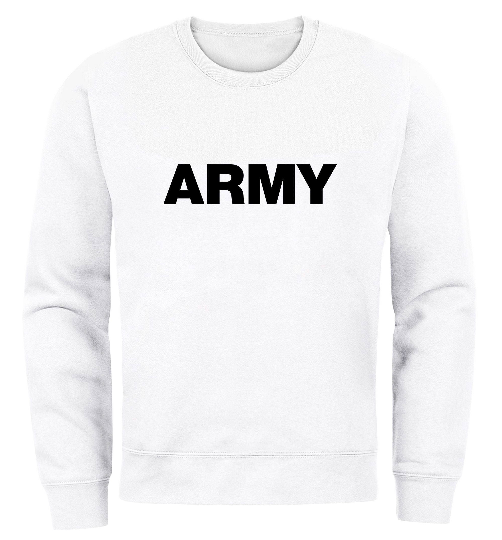 Neverless Sweatshirt Herren Sweatshirt Rundhals-Pullover weiß Army Print Neverless® Aufdruck