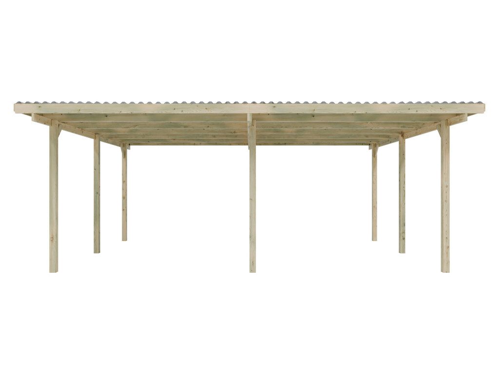 Woodtex Gartenhaus WOODTEX Carport 304×676 cm, BxT: 304x676 cm, Geräteschuppen aus Holz mit Flachdach, wetterfest & imprägniert