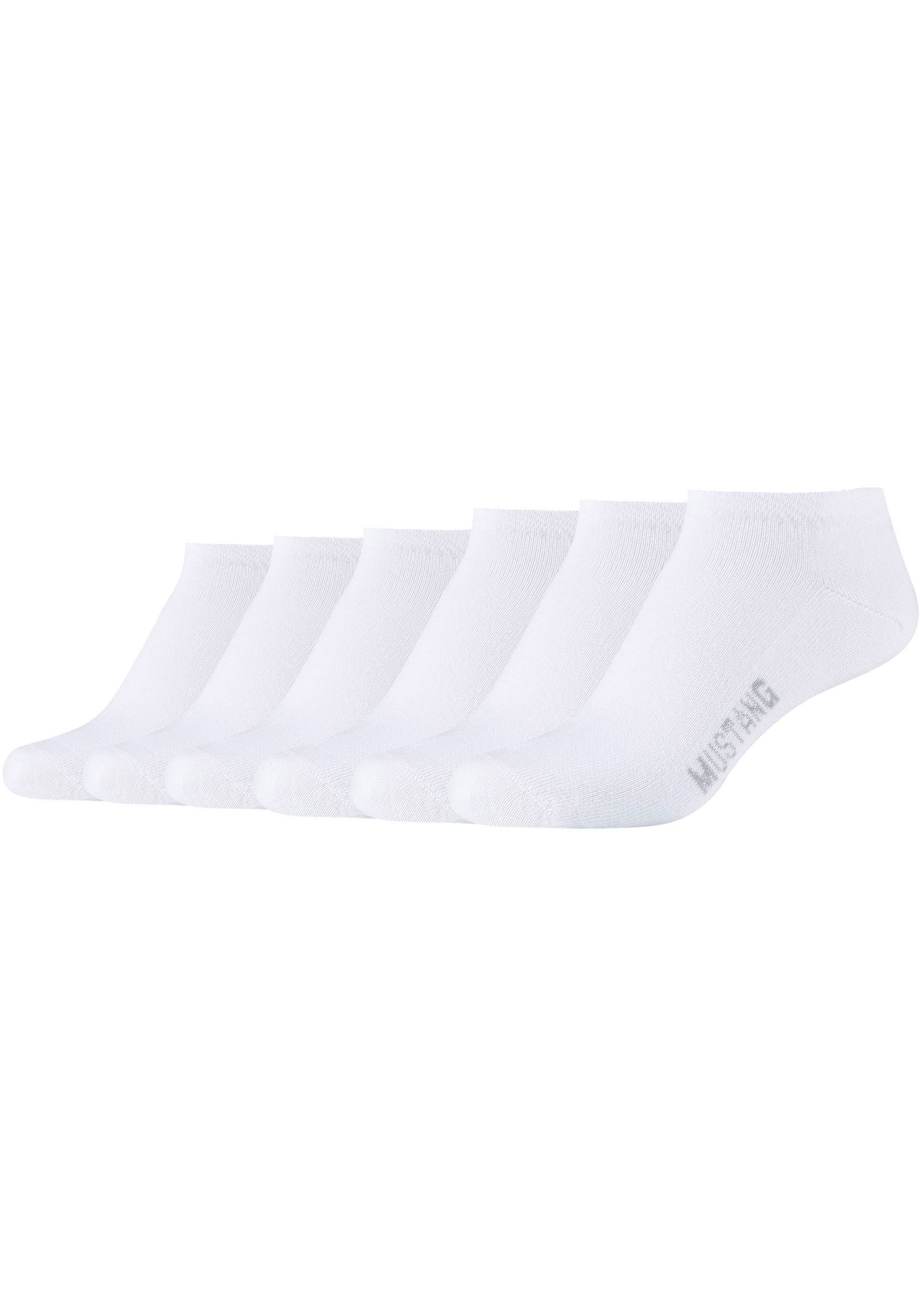 MUSTANG Sneakersocken Elastischer ohne Einschneiden Komfortbund weiß 6-Paar) (Packung