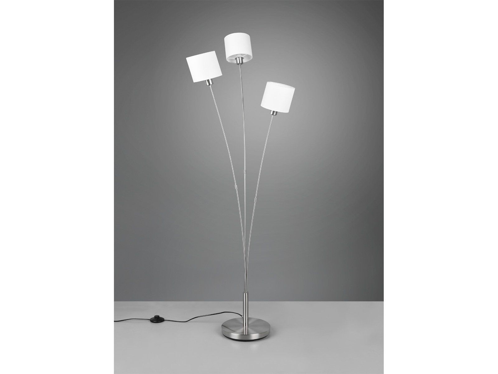 dimmbar Silber-Weiß Designer-lampen Dimmfunktion, wechselbar, meineWunschleuchte Warmweiß, Stoff, 150cm ausgefallen-e Höhe LED Lampenschirm-e LED Stehlampe,
