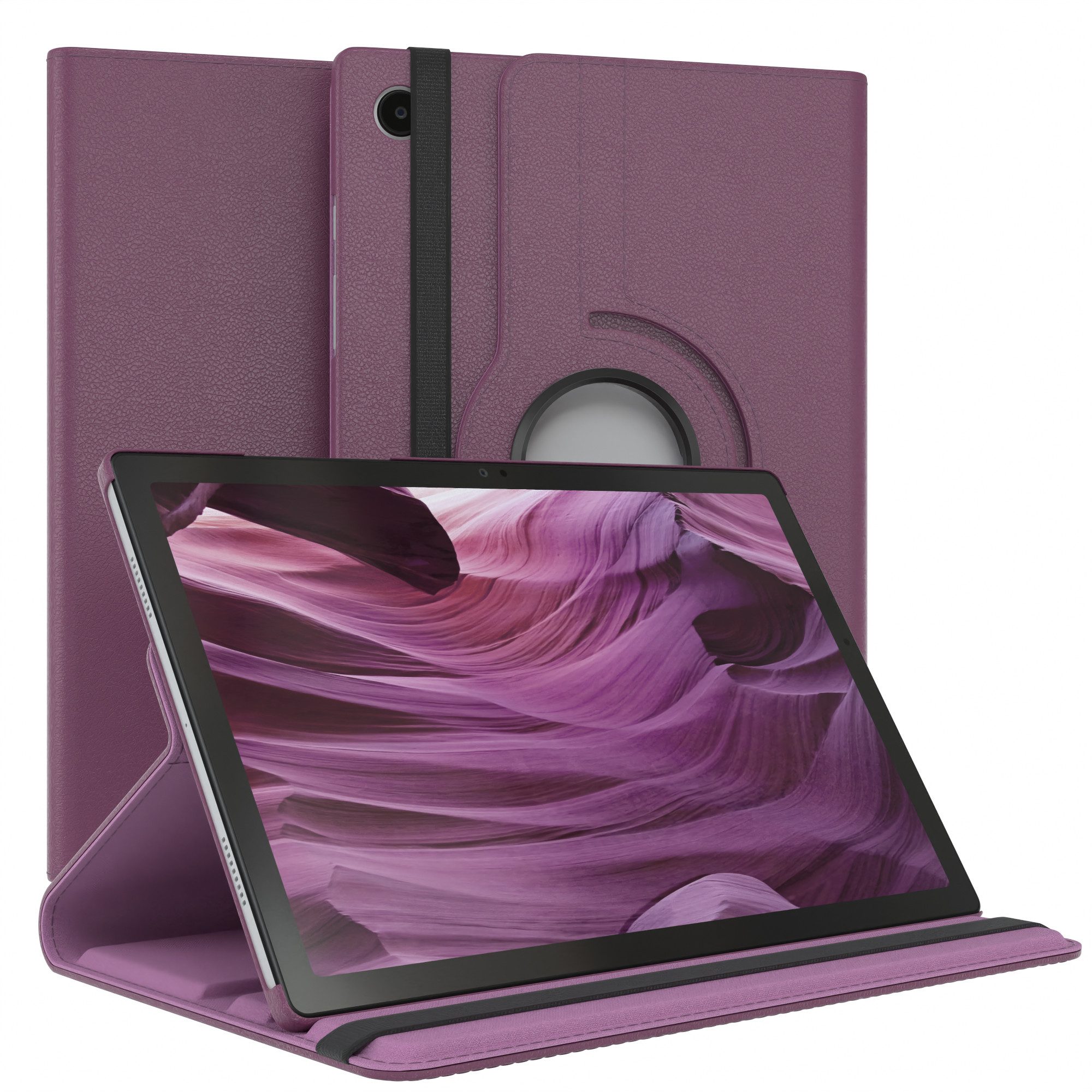 EAZY CASE Tablet-Hülle Rotation Case für Samsung Galaxy Tab A8 10.5 LTE 10,5 Zoll, Tablet-Hülle Bookstyle Case Fullcover Schutz Tasche Stehfunktion Lila
