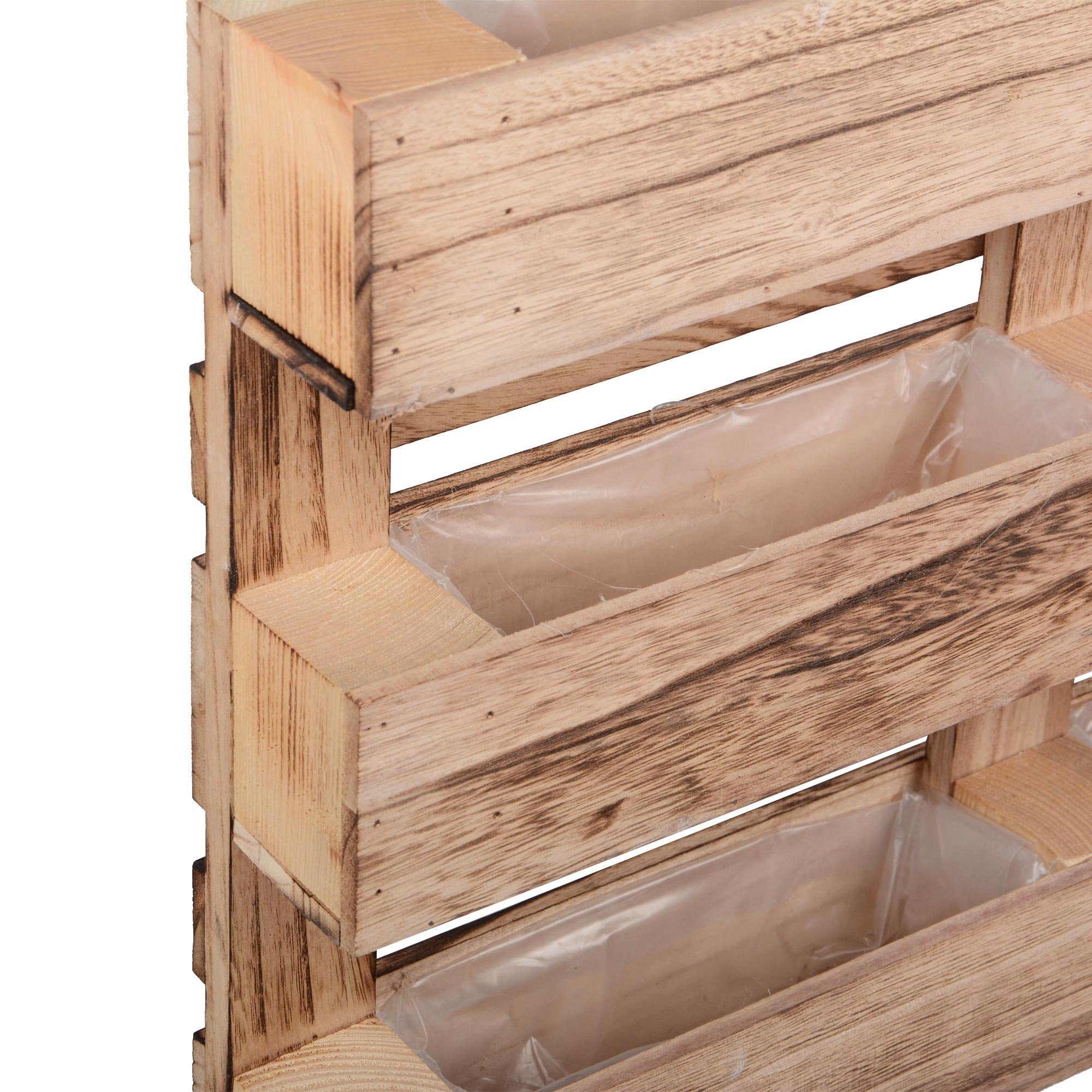 UNUS GARDEN Blumenkasten Paletten Pflanzkasten 3 Reihen (1 St), Pflanzkasten Deko Pflanzgefäß Kräutergarten Wanddekoration aus Holz