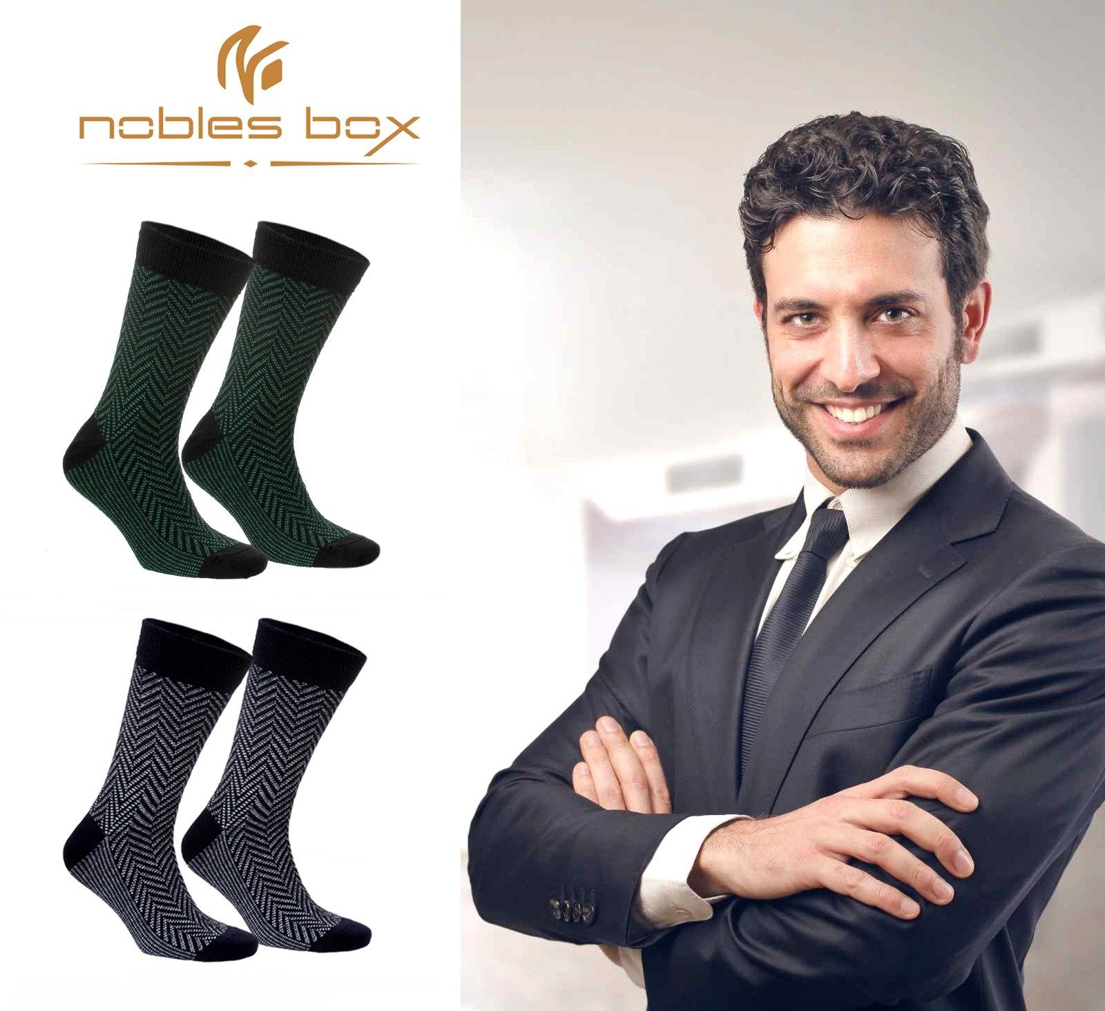 NoblesBox Norwegersocken Herren Herren 2-Paar, Warme Größe) 40-44 EU Wollsocken Asorti-6 Socken, (Beutel, Herren Arbeitssocken