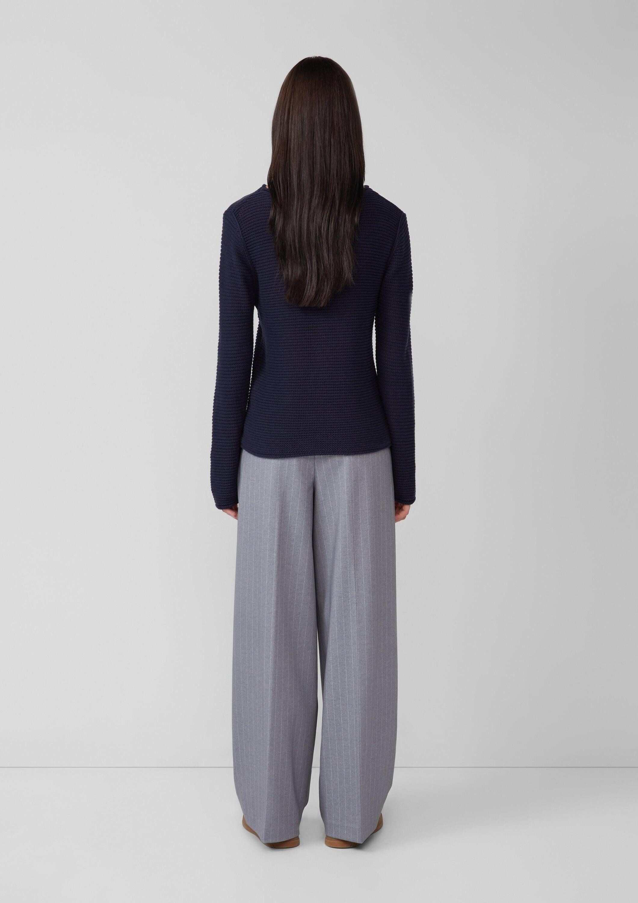 s.Oliver Longpullover Strickpullover Strickpullover im Slim Fit mit Rollkanten