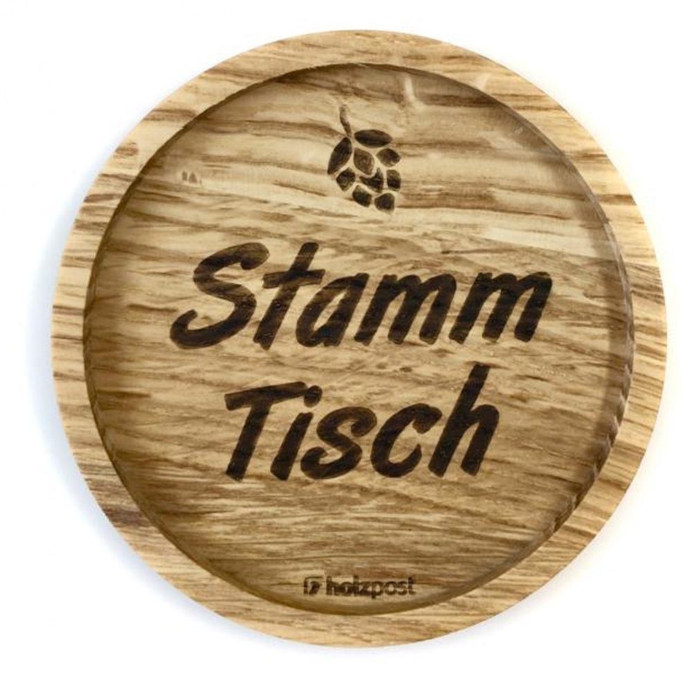 holzpost GmbH Glasuntersetzer Holzuntersetzer "Stammtisch", Untersetzer aus massiver Eiche