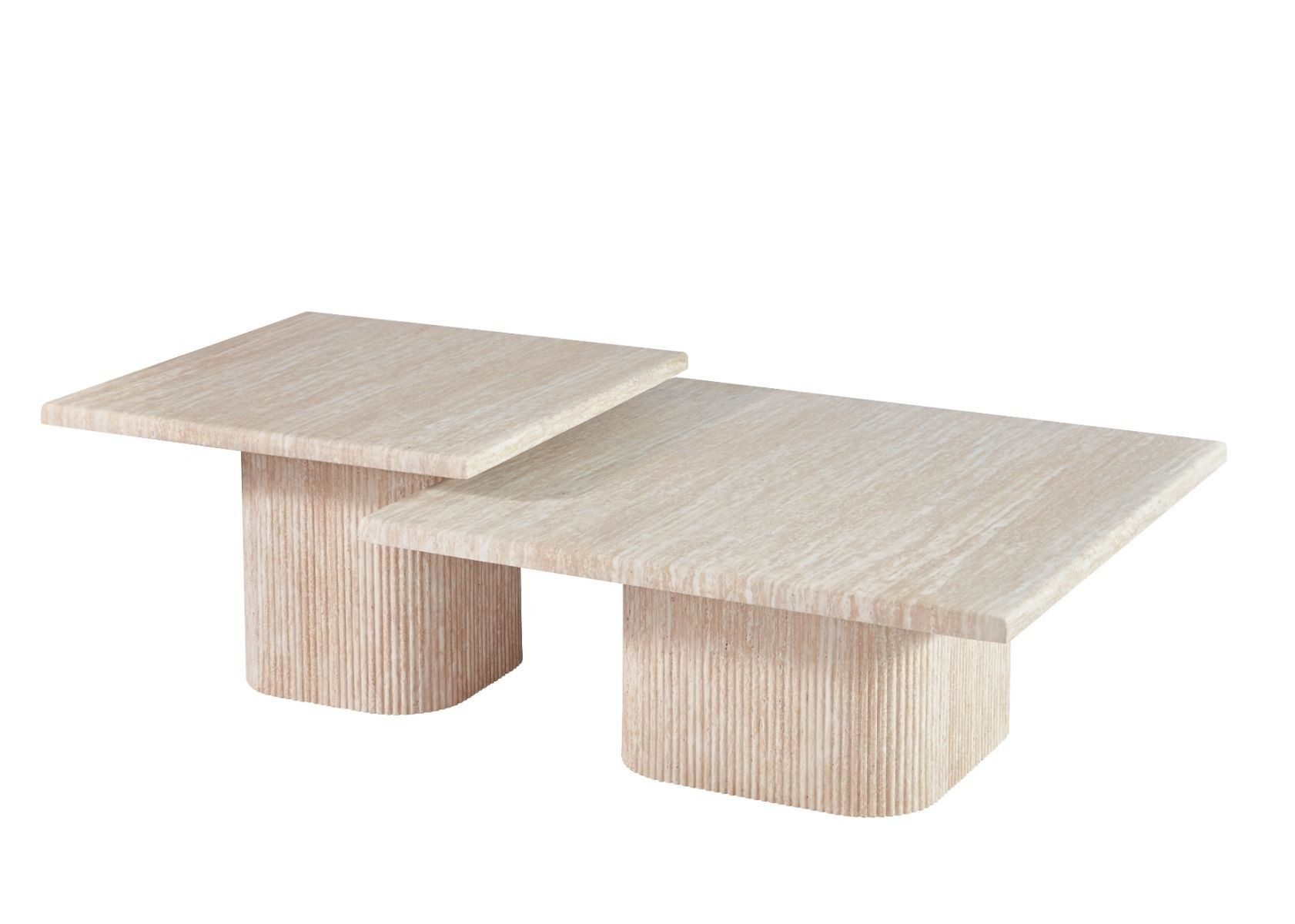 alesvelt Couchtisch Set Alviano Travertin Tischplatten mit edlem Sockel im günstig online kaufen