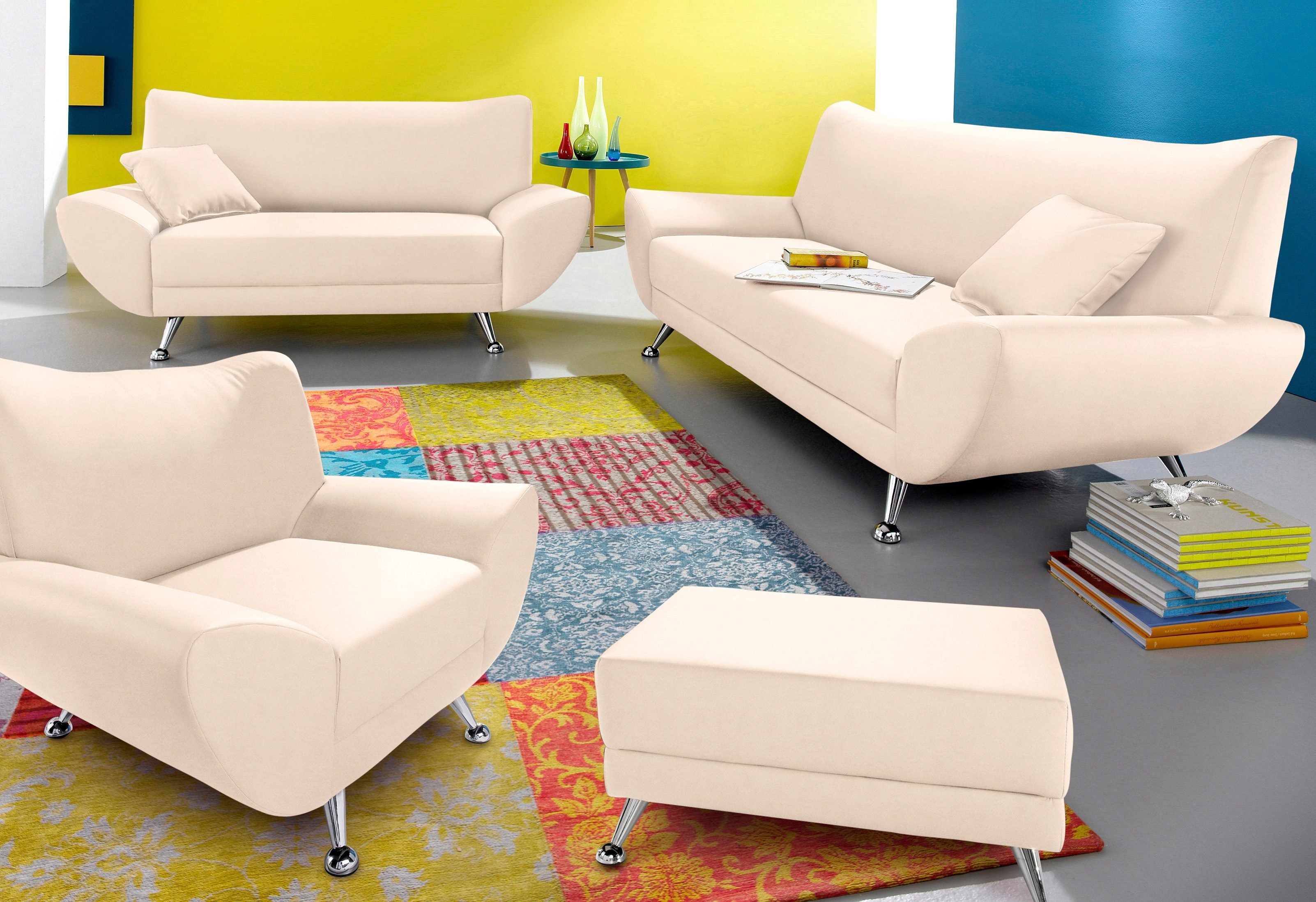 Home affaire Polstergarnitur Saltare elegant & komfortabel, OTTOs Choice, 3-2-1, bequem, Designfuß, (3-tlg)