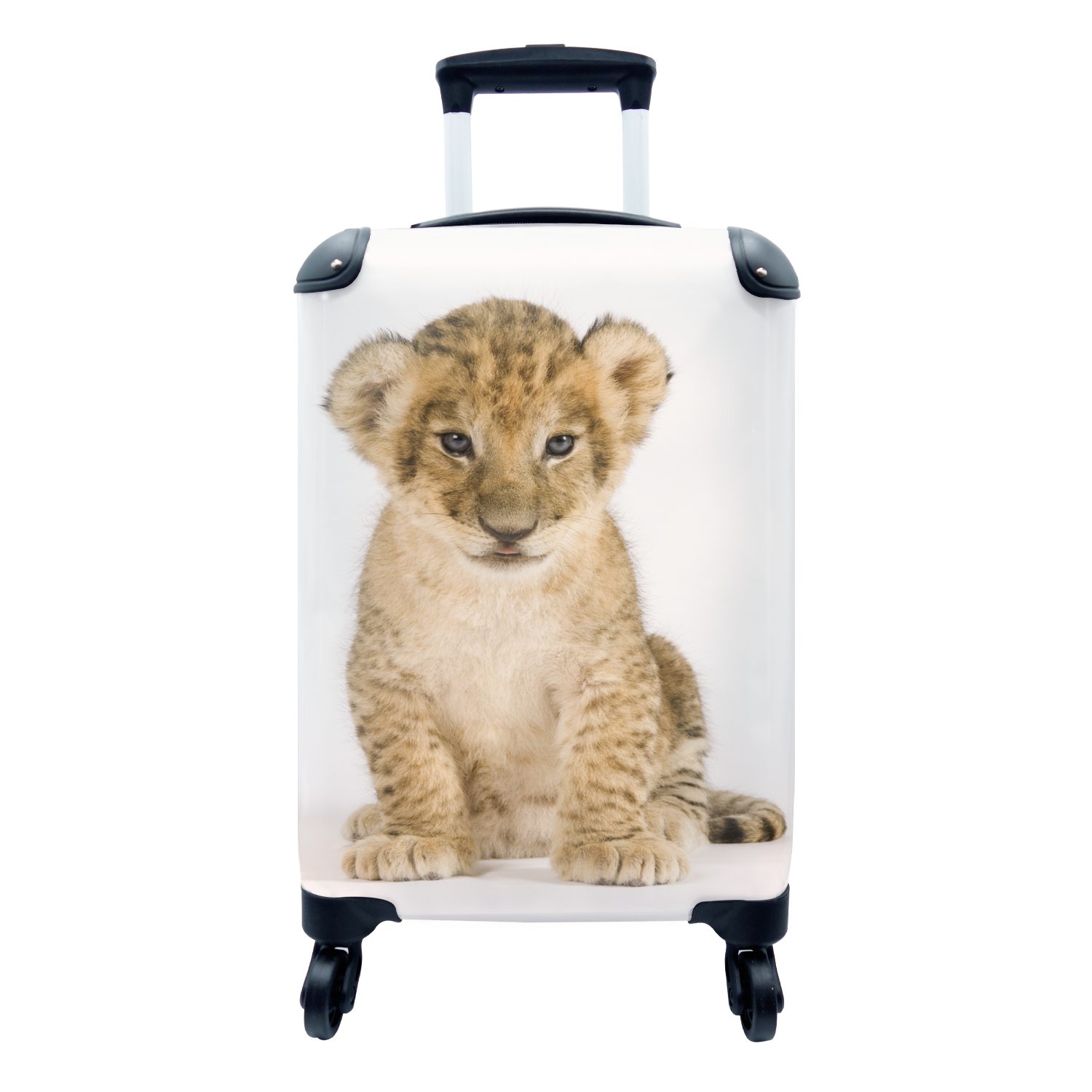 rollen, Reisekoffer Ferien, - - Löwenbaby Trolley, mit Rollen, Tiere MuchoWow Porträt, 4 für Handgepäckkoffer Reisetasche Handgepäck
