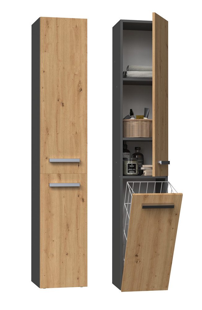 MAGOWA Badkommode Badezimmerschrank NEL IV – Stilvoll, funktional & platzsparend, Tiefe: 30 cm Breite: 31 cm Höhe: 174 cm