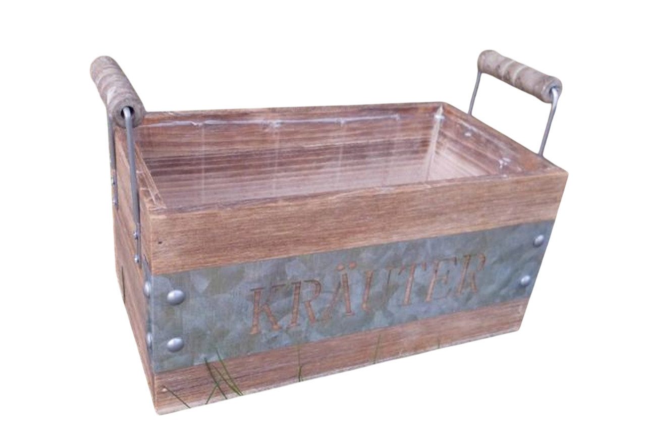 Deko-Impression Kräutertopf Holzkiste Kräuter Kräuterkiste Pflanzkiste Holz braun 25 x 13 cm (1 St)