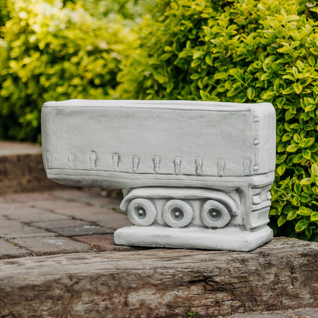 gartendekoparadies.de Gartenfigur LKW Anhänger mit Plane Pflanzgefäß Steinguss 31 cm 34 kg, Frostsicher