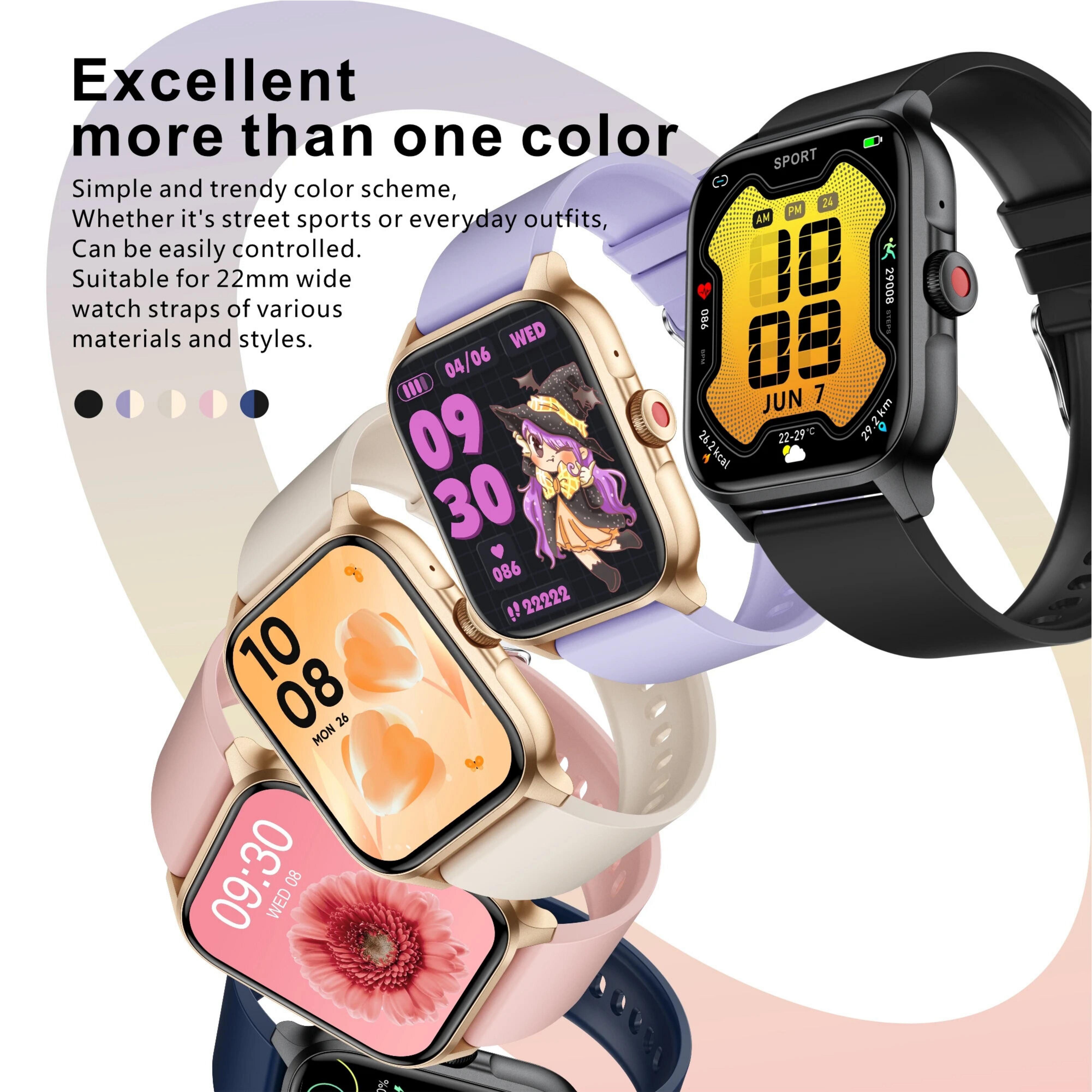 Nagham Ghazal Aswad Smartwatch Luxus Bluetooth Anruf Sport Wasserdichte 1,85 Zoll 2025 Smartwatch (3,8cm cm) – Bild 5 von 5