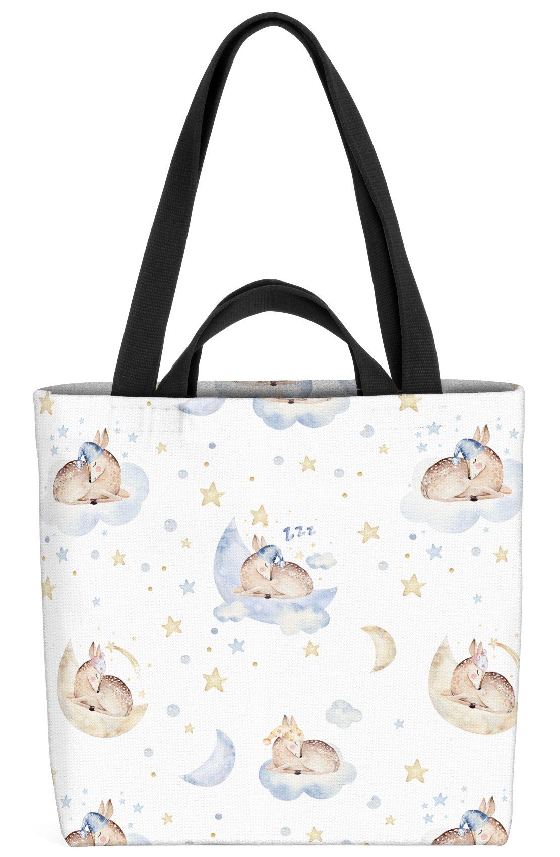 VOID Henkeltasche (1-tlg), Schlaf gut Reh Baby Babyzimmer Kinder Kinderzimmer Rehkitz Tiere Wolken