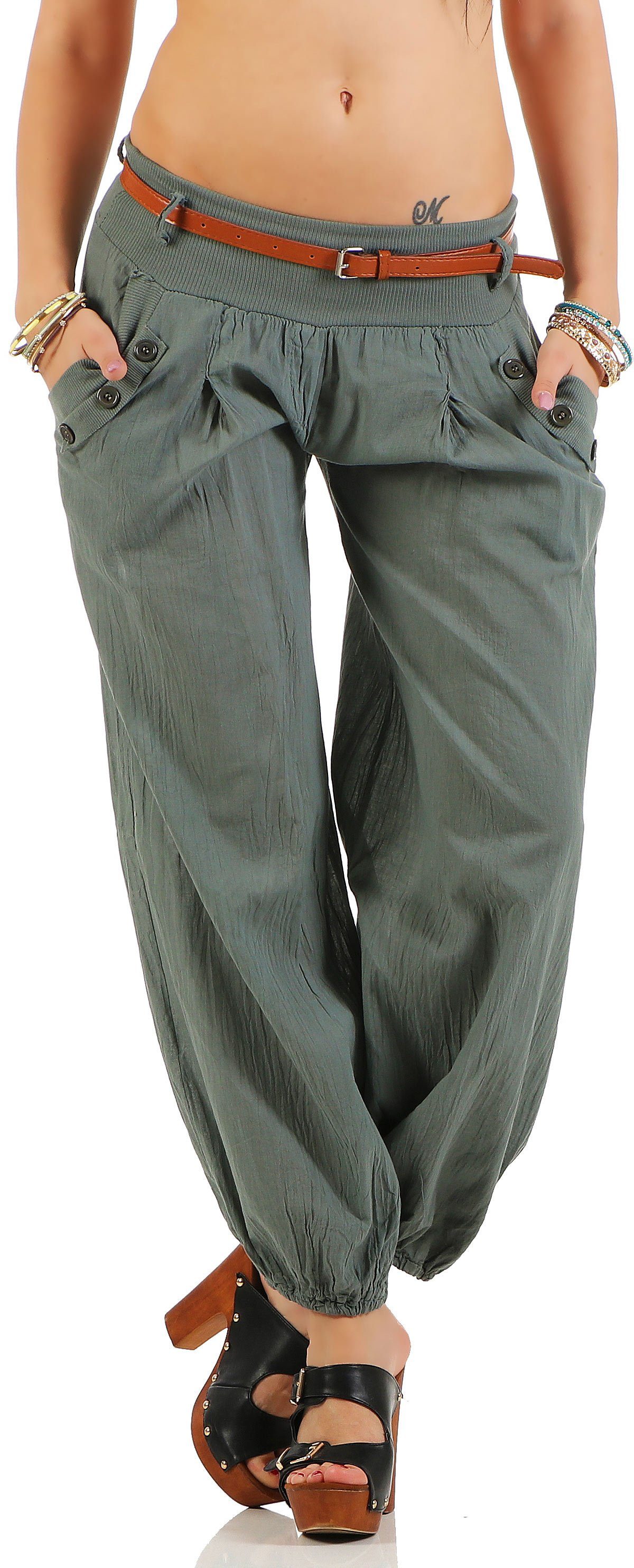 malito more than fashion Haremshose 6017 Sommerhose mit Gürtel günstig online kaufen
