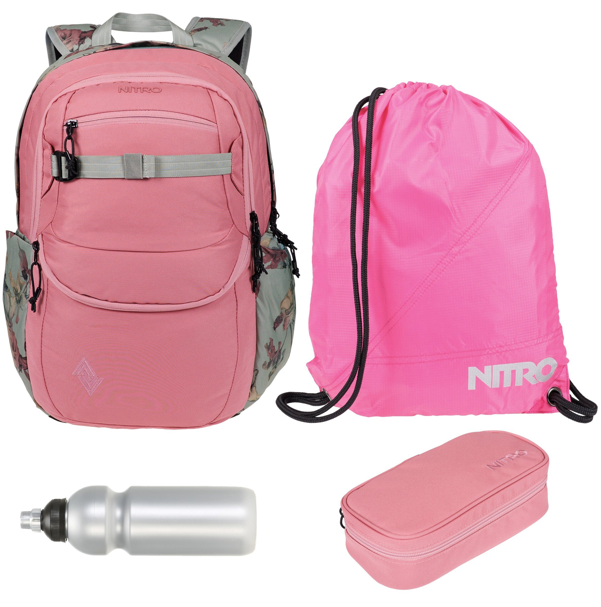 NITRO Schulrucksack Jungen Mädchen Future Hero Schultasche Rucksack (4 Teile Set, inkl. Mäppchen Box, inkl. Sportbeutel, inkl. Trinkflasche), viel Stauraum Laptopfach 2 Hauptfächer Daypack Auswahl rmtf