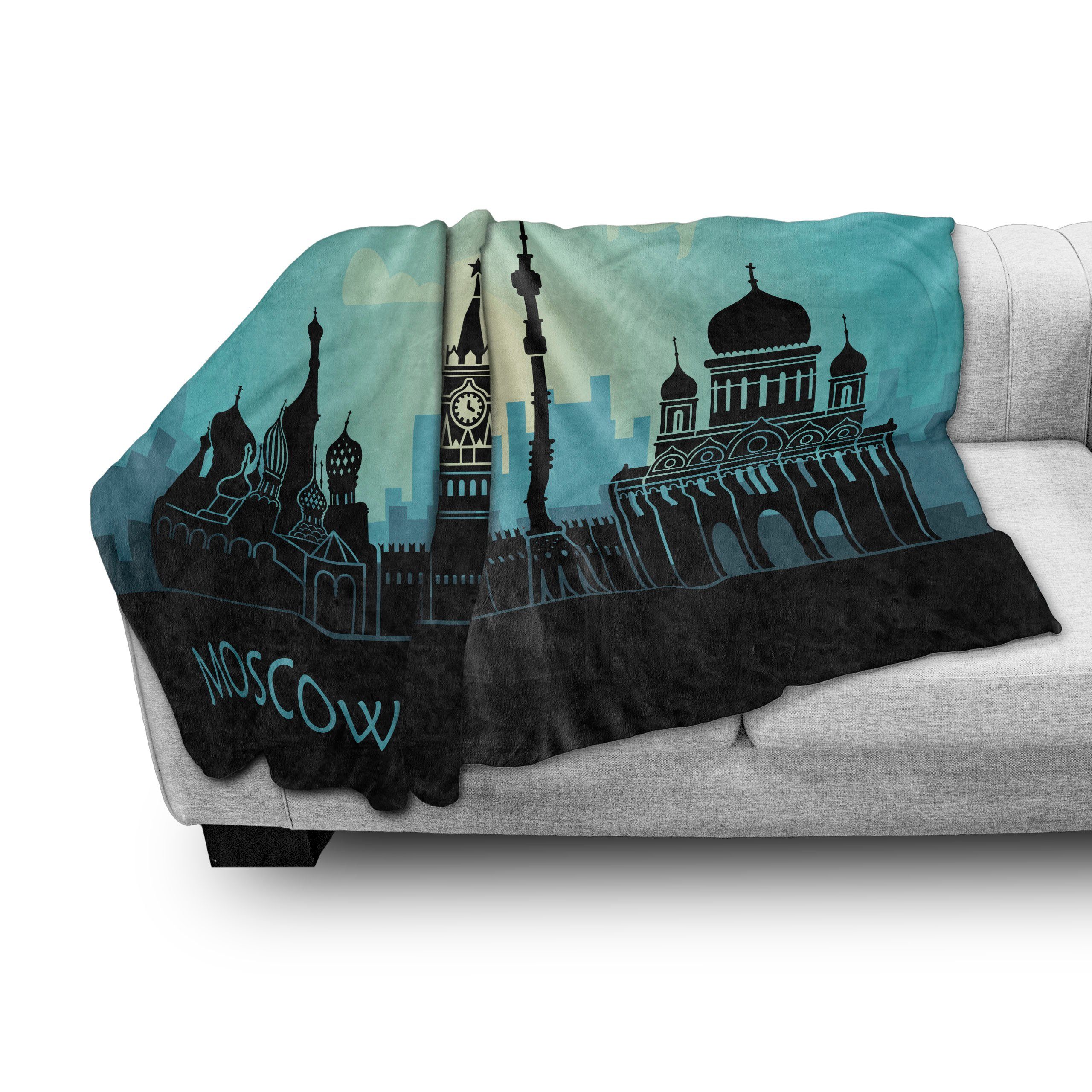 Wohndecke Gemütlicher Plüsch für Moskau City Skyline Abakuhaus, Russisch den Line Außenbereich, Innen- und