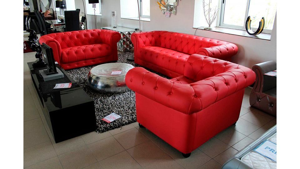 JVmoebel Chesterfield-Sofa, Chesterfield 3+2+1 Sitzer Sofa Couch Garnitur