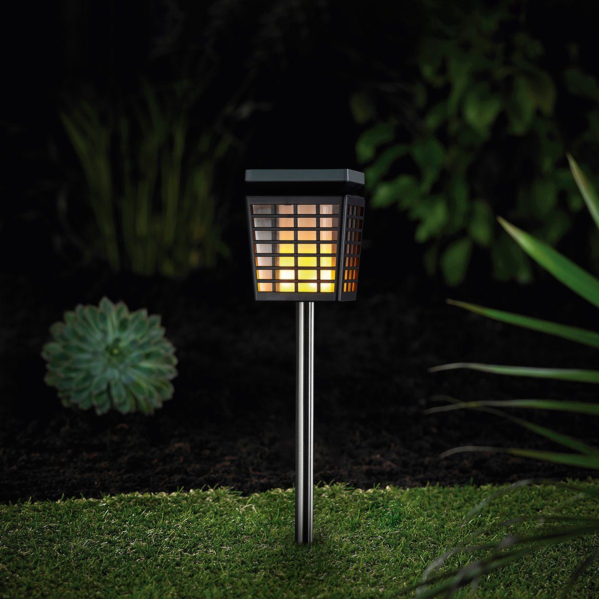 integriert, Solarleuchte Flammeneffekt MeLiTec fest SO46, LED LED Kombi-Modell Garten