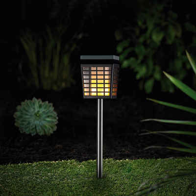 MeLiTec LED Solarleuchte Garten SO46, LED fest integriert, Kombi-Modell Flammeneffekt