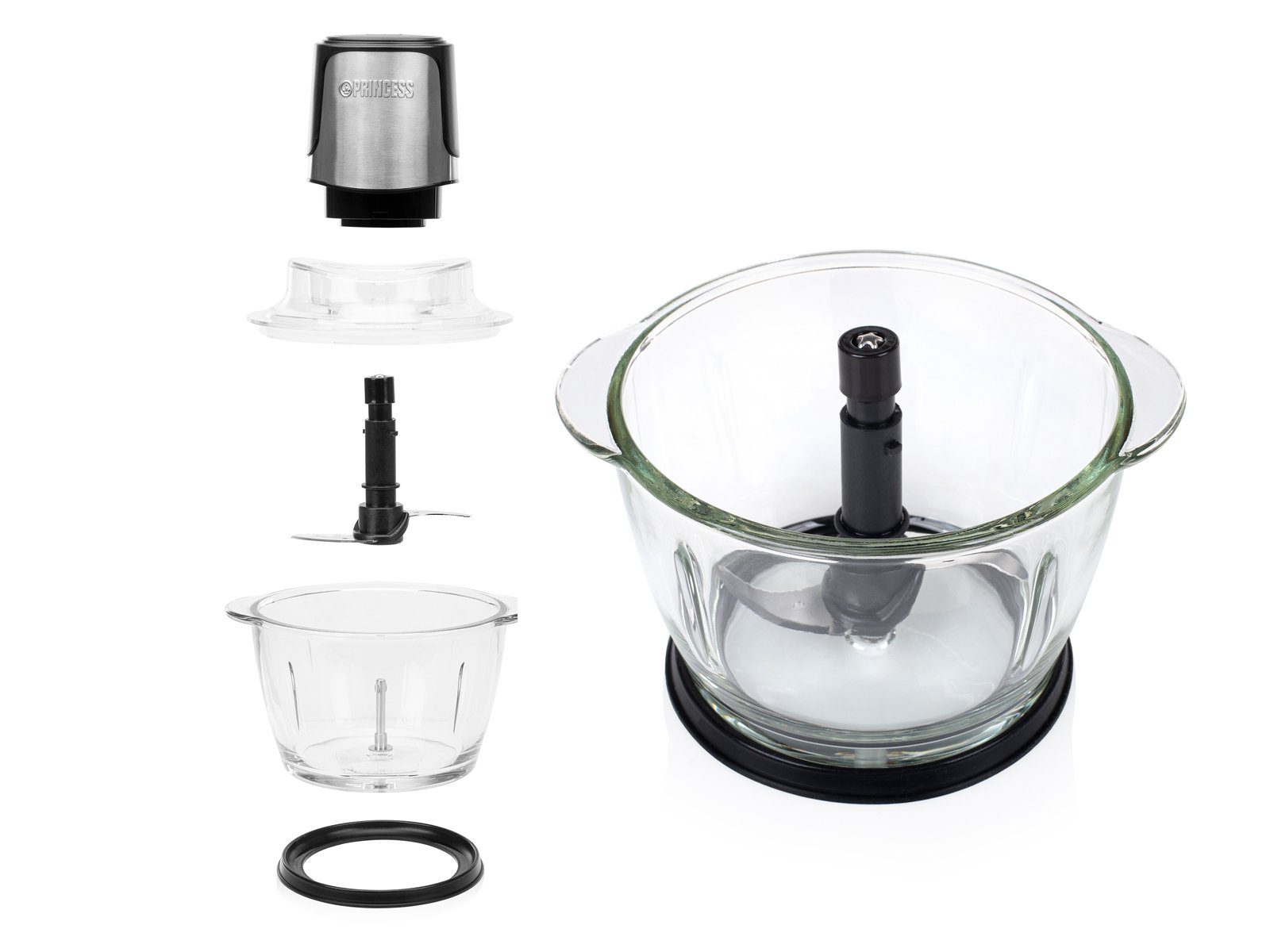 PRINCESS Zerkleinerer, 300 W, Elektrischer Food Chop-per Mehrzweck Zwiebel Gemüse-Schneider Mixer