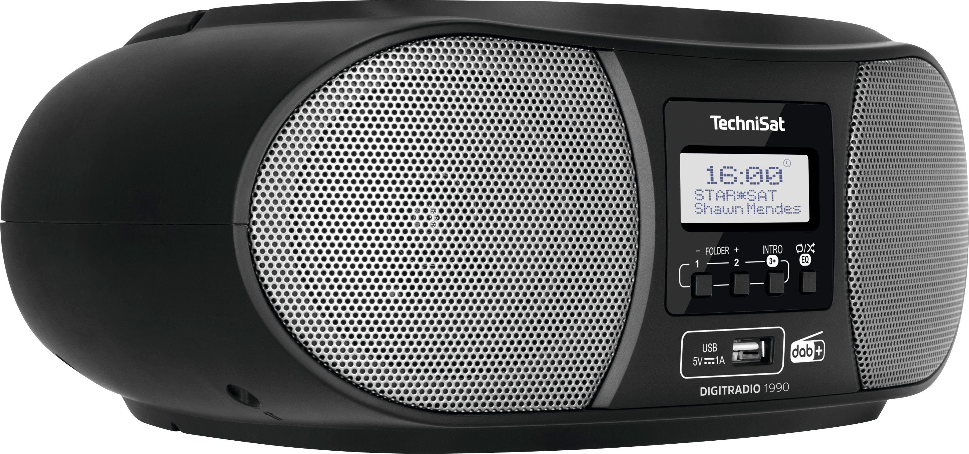 TechniSat Digitradio 1990 Stereo- (Digitalradio FM-Tuner, möglich) DAB+, (DAB), Boombox mit schwarz CD-Player, Bluetooth, UKW, USB, Batteriebetrieb