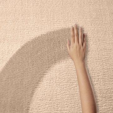 Teppich Supersoft Kurzflorteppich Fiona Uni, TaraCarpet, rechteckig, Höhe: 19 mm, waschbar beige Wohnzimmer Schlafzimmer Kinderzimmer 050x080 cm