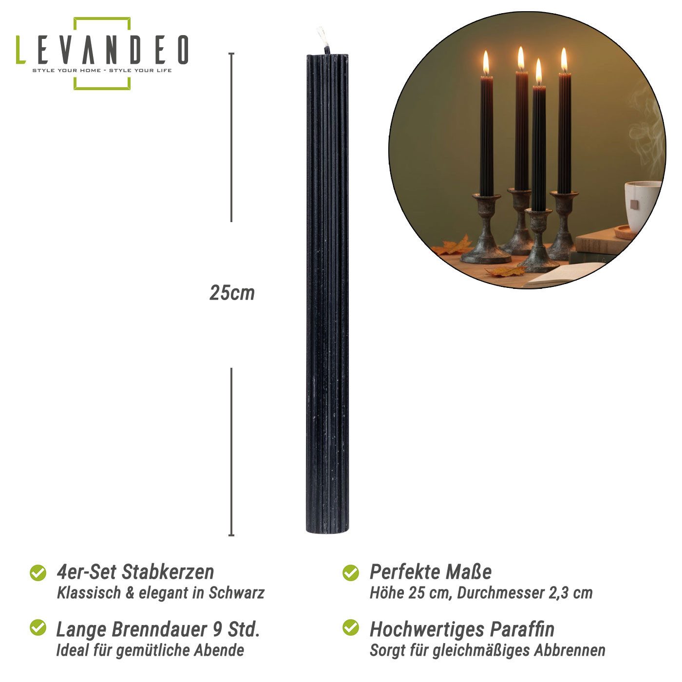 Levandeo® Tafelkerze, Kerzen 4er Set Stabkerzen günstig online kaufen