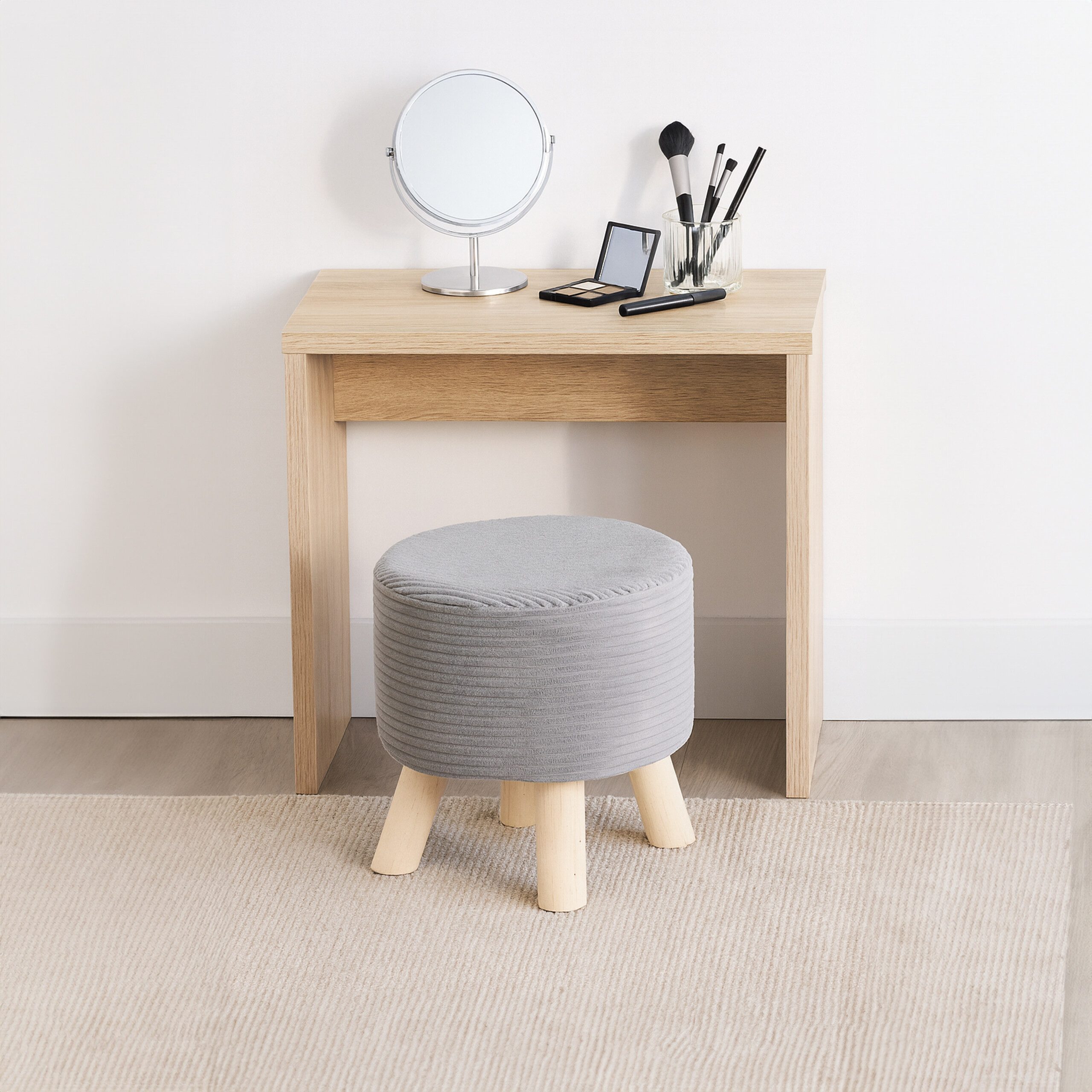 relaxdays Sitzhocker Hocker Cord, Hellgrau