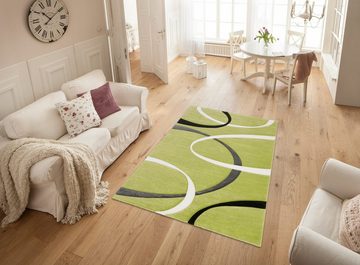 Teppich Bilbao, my home, rechteckig, Höhe: 13 mm, handgearbeiteter Konturenschnitt, flacher Teppich rund, Kurzflor