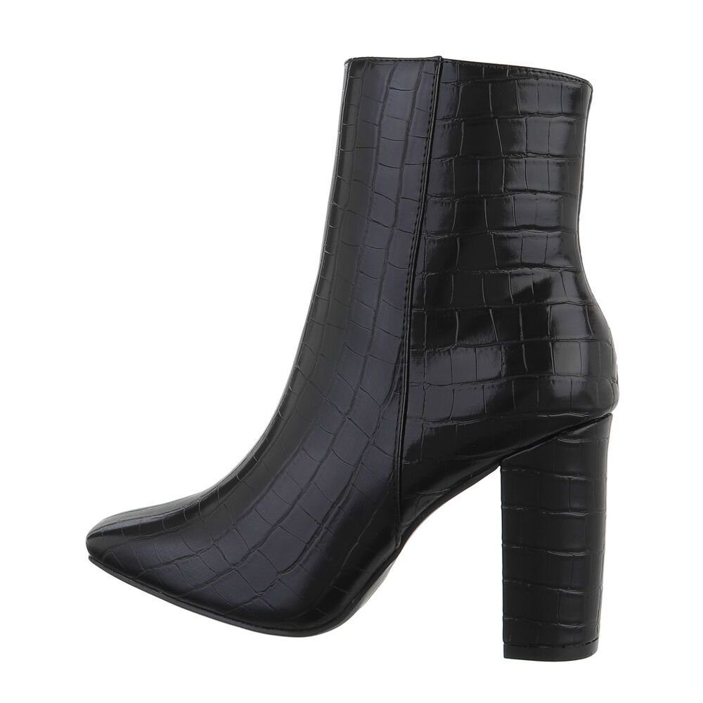 Ital-Design Damen Party & Clubwear Stiefelette Blockabsatz High-Heel Stiefeletten in Schwarz