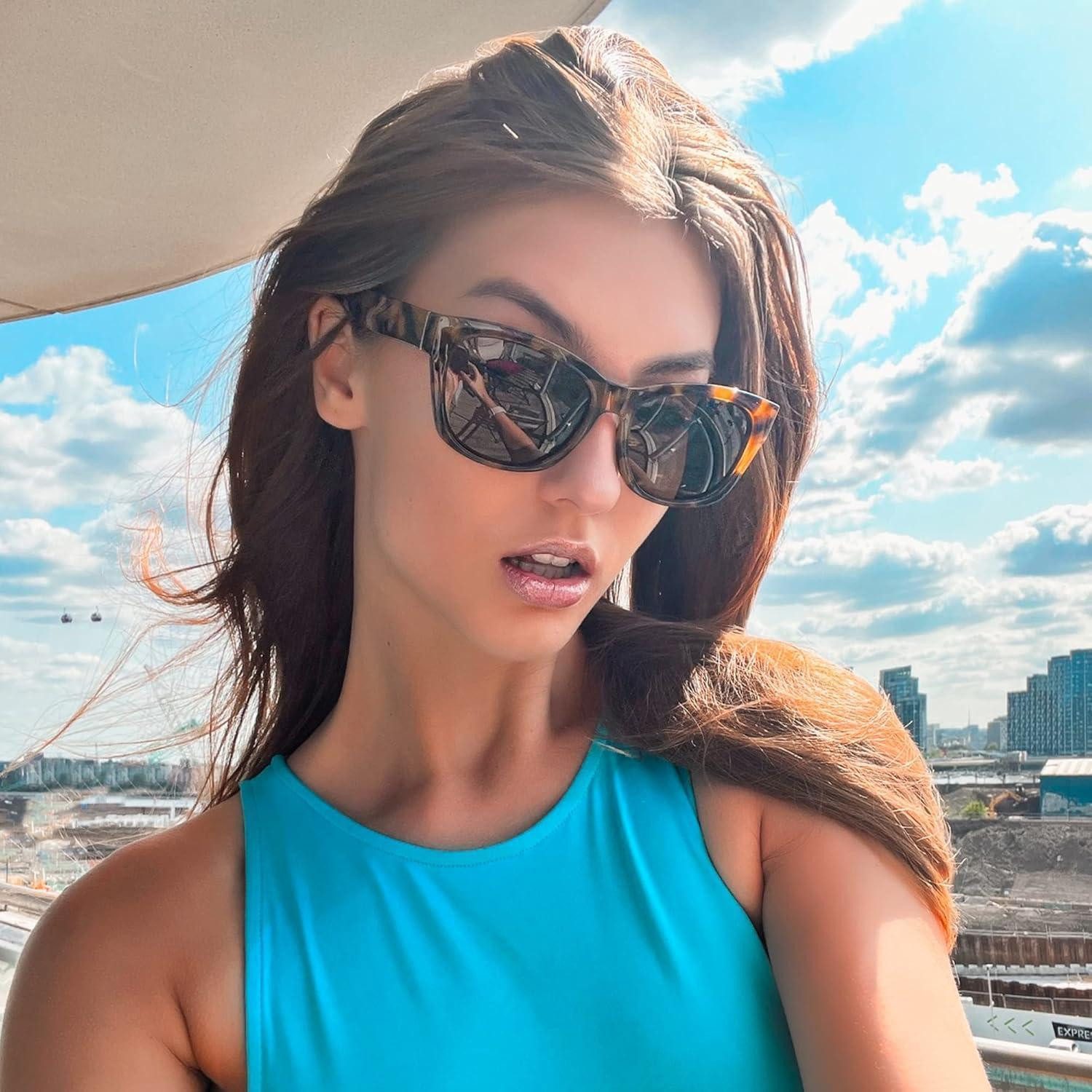 LuxusKollektion Retrosonnenbrille Sonnenbrille Cat Eye Damen Polarisiert UV Gelb Rahmen Braun Linse