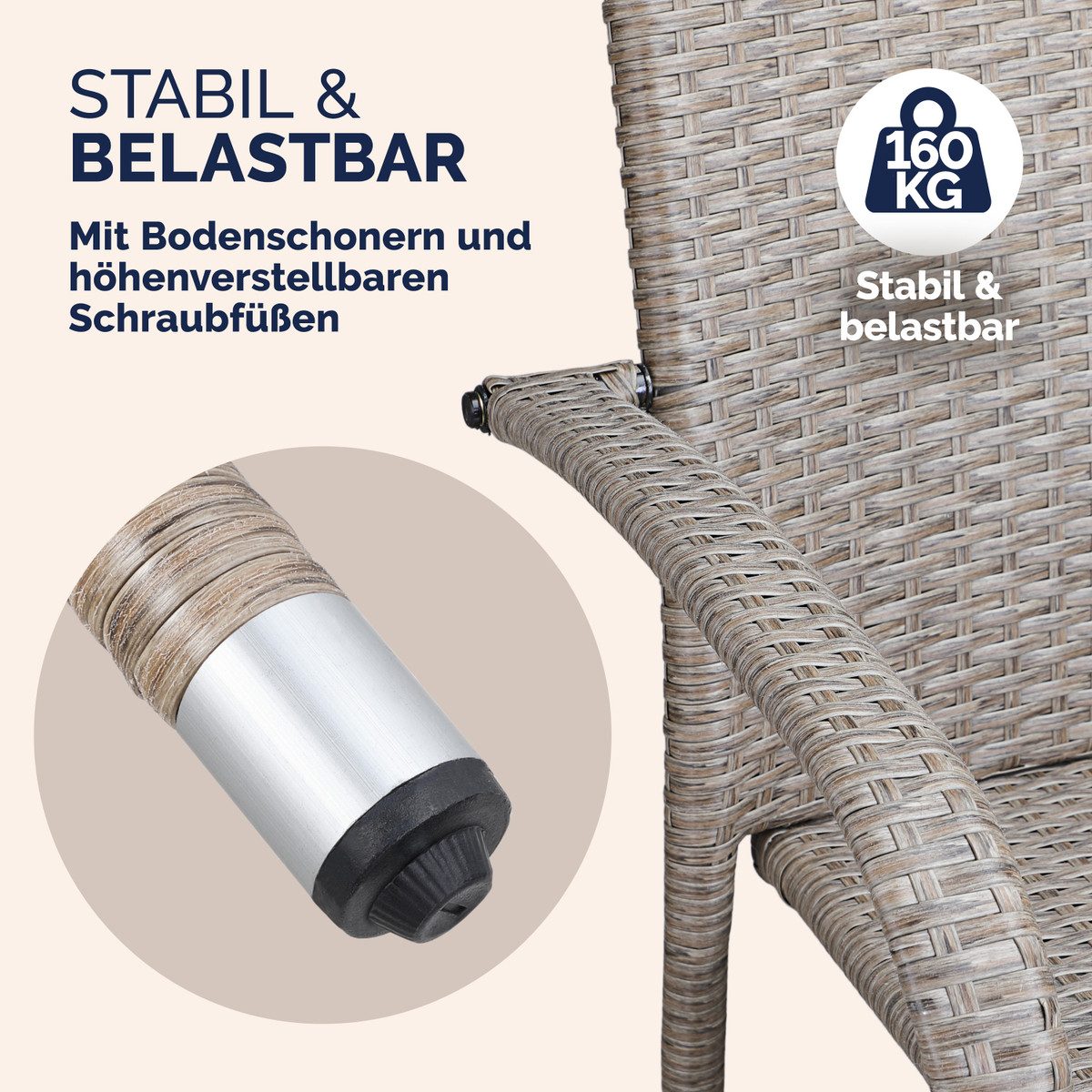 Casaria Gartenstuhl, Stapelbar Wetterfest Polyrattan Outdoor günstig online kaufen