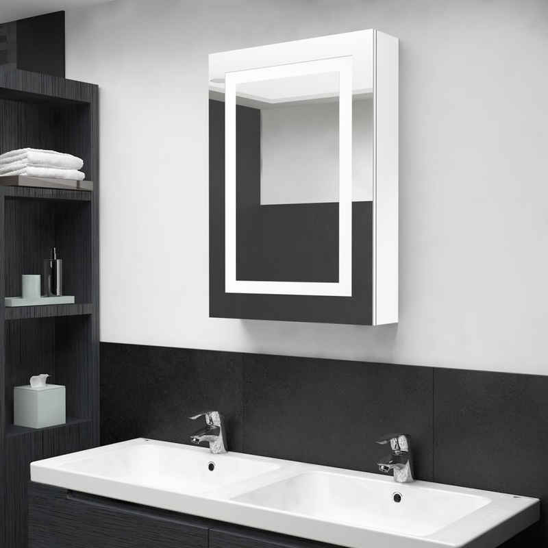vidaXL Badezimmerspiegelschrank LED-Spiegelschrank fürs Bad Glänzend Weiß 50x13x70 cm (1-St)