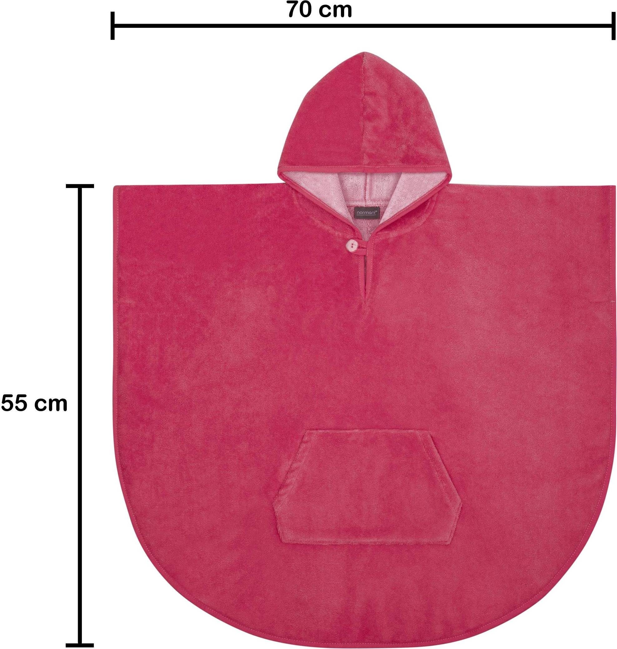 70 x (55 Schlupf, weich normani cm Badeponcho Pink Kapuze Mischfaser, cm), mit Kapuze, Badeponcho Kinder