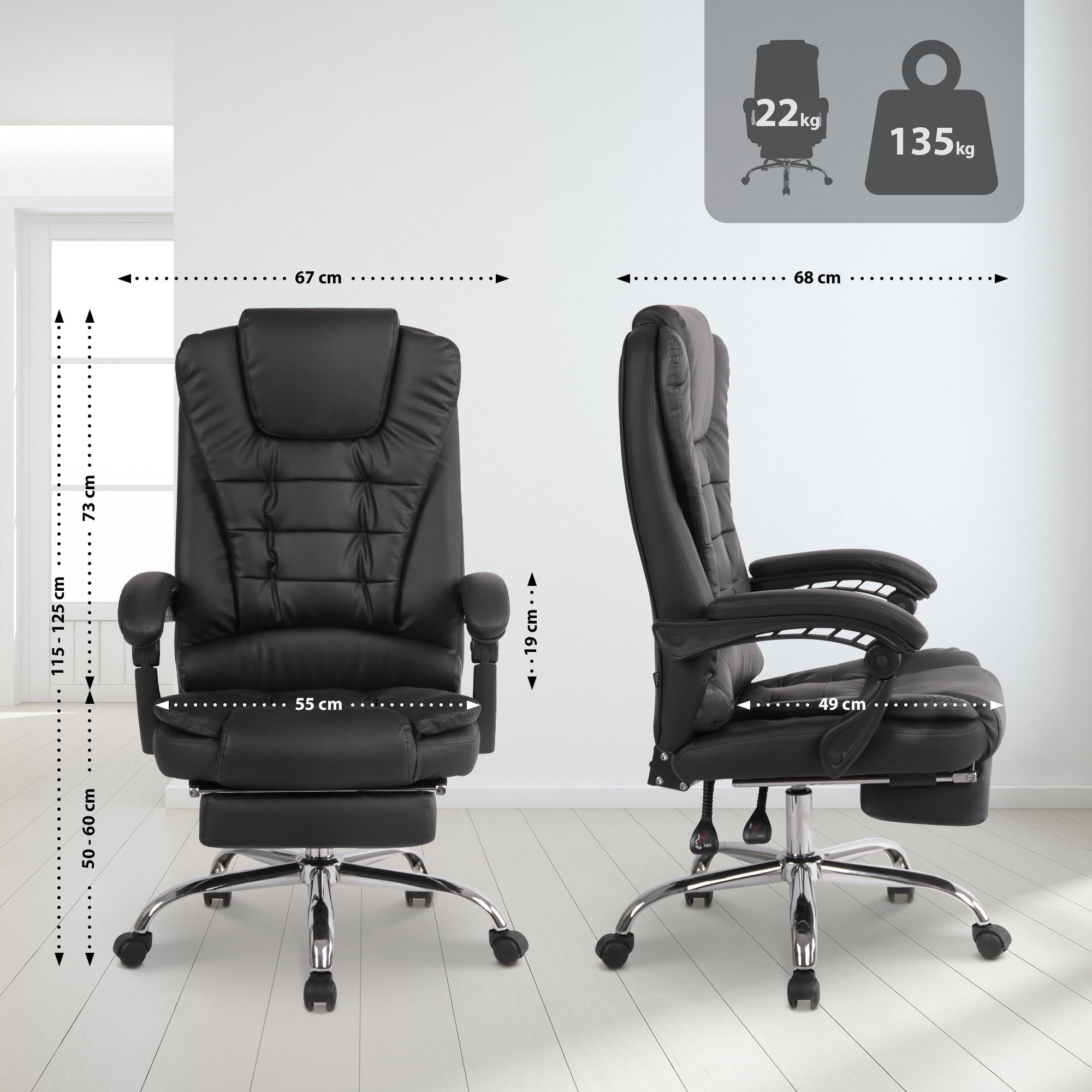 CLP Schreibtischstuhl Oxygen, mit Fußstütze, drehbar und höhenverstellbar günstig online kaufen