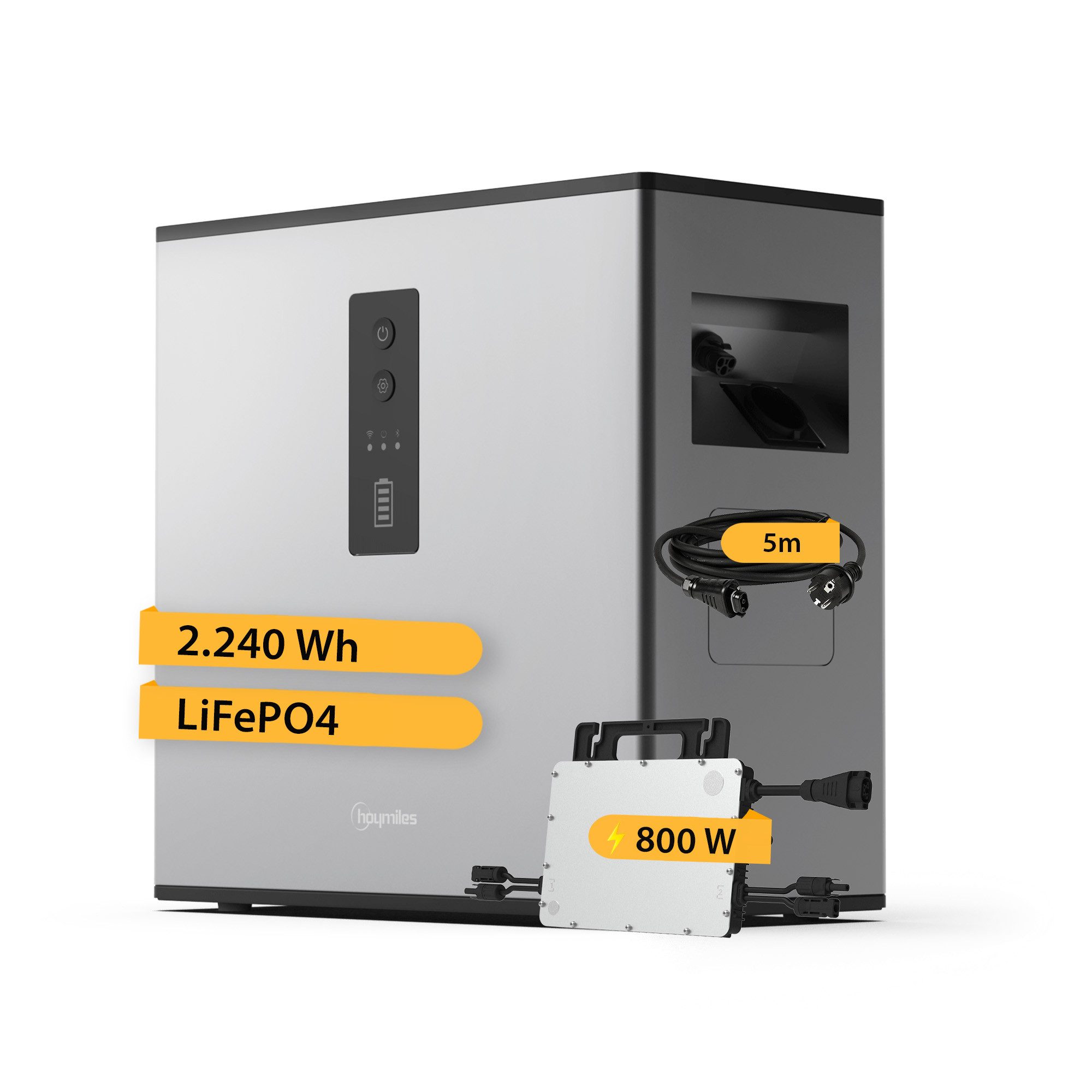 Hoymiles Solarbatterie MS-A2 für Solaranlagen LiFePo4 - private Stromerzeugung Solarladegerät (mit WiFi, 2.240Wh, mit oder ohne HMS Wechselrichter & 5m AC-Kabel, Solarspeicher für Balkonkraftwerke, langlebig & einfache Installation)