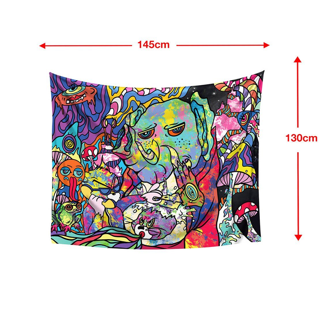 Wandteppich psychedelischer Wandteppich, vers. Größen, Wandbehang GalaxyCat, 1300 psychedelischem mit rechteckig, Motiv mit Wandbehang buntem StreetArt, Höhe: mm