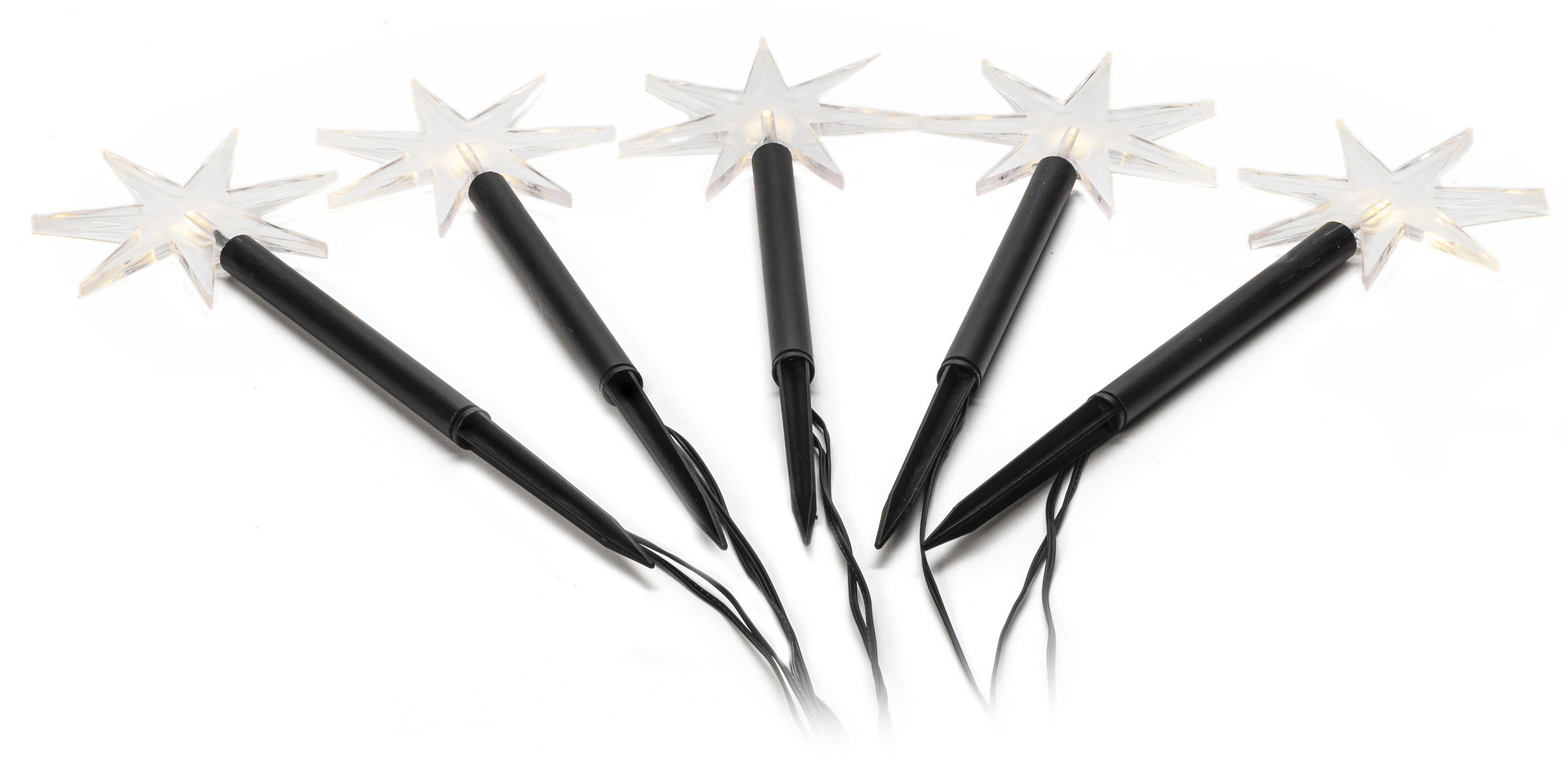 KONSTSMIDE LED Gartenleuchte Spiessleuchte mit 5 звёздn, Weihnachtsdeko aussen, LED fest integriert, Warmweiß